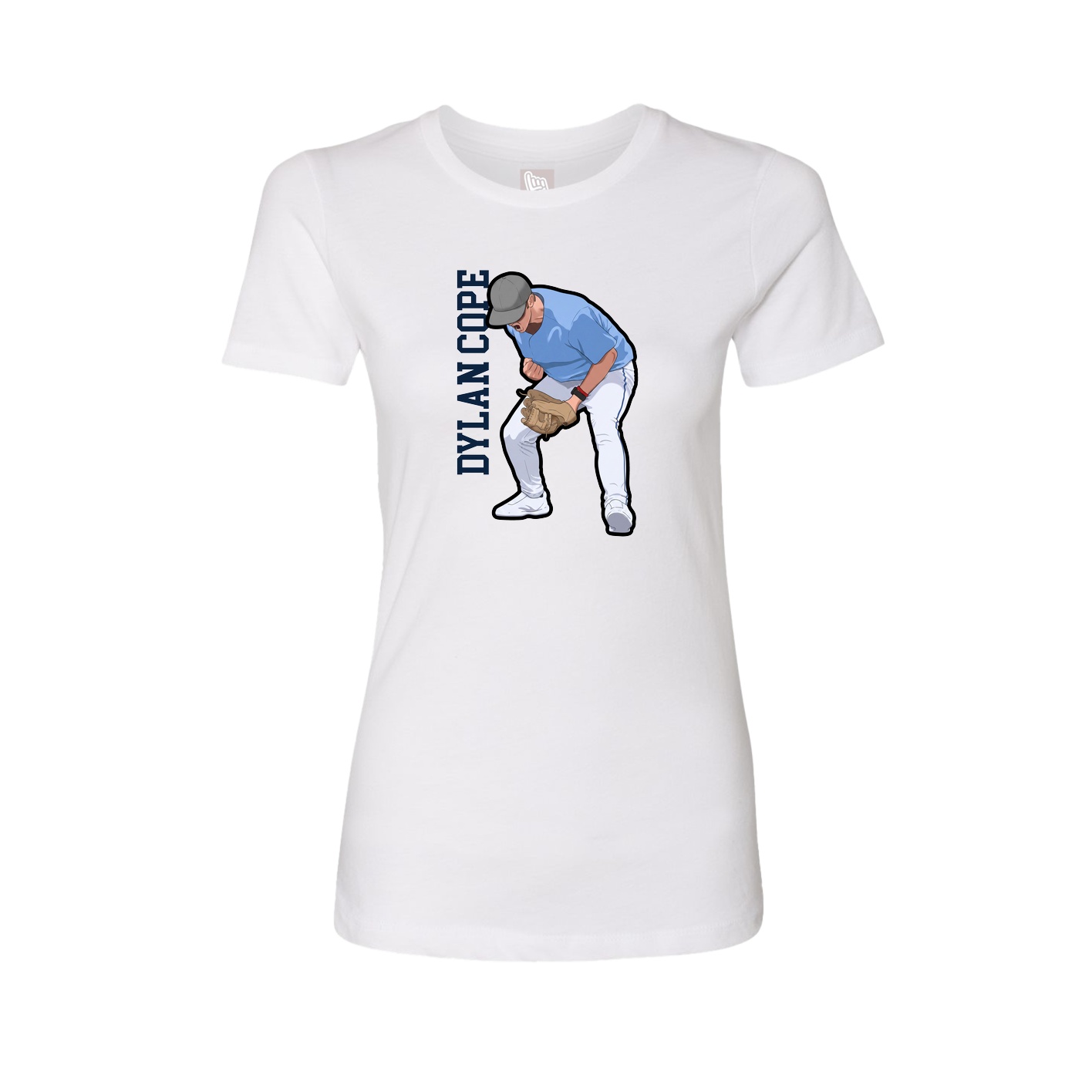 Fitted Women's Tee — Name Vertical in White