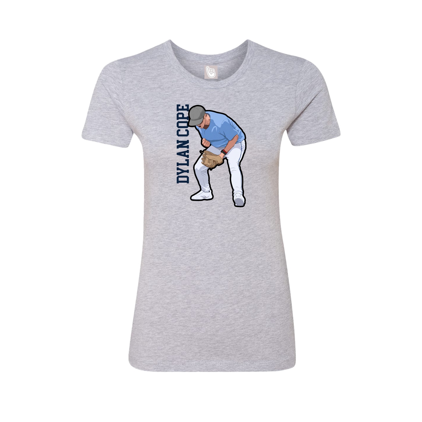 Fitted Women's Tee — Name Vertical in Grey