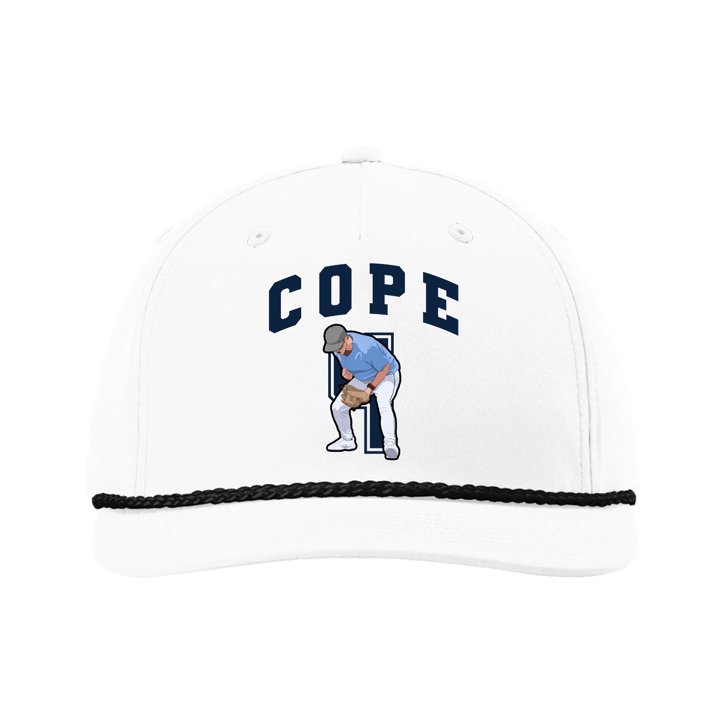 Five-Panel Classic Rope Cap — Number in White