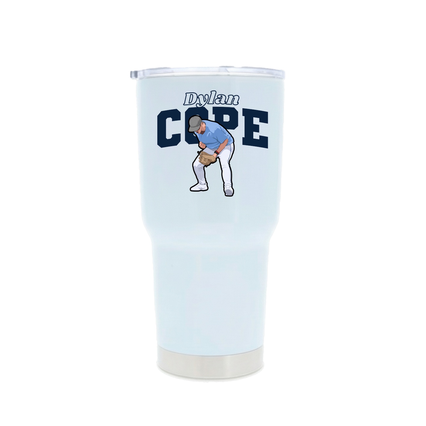 30oz Stainless Steel Tumbler — Name Arch in White