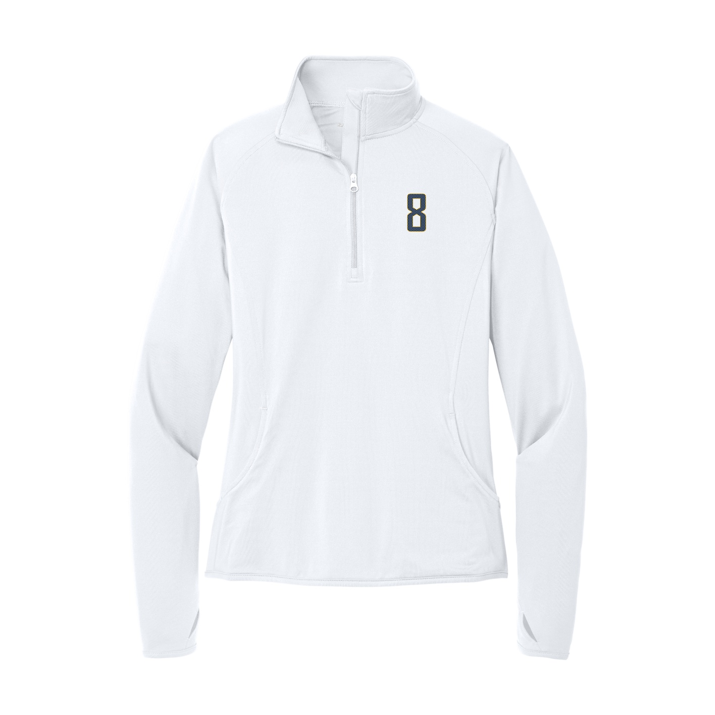 Women's Q-Zip Pullover — Front Shirsy in White