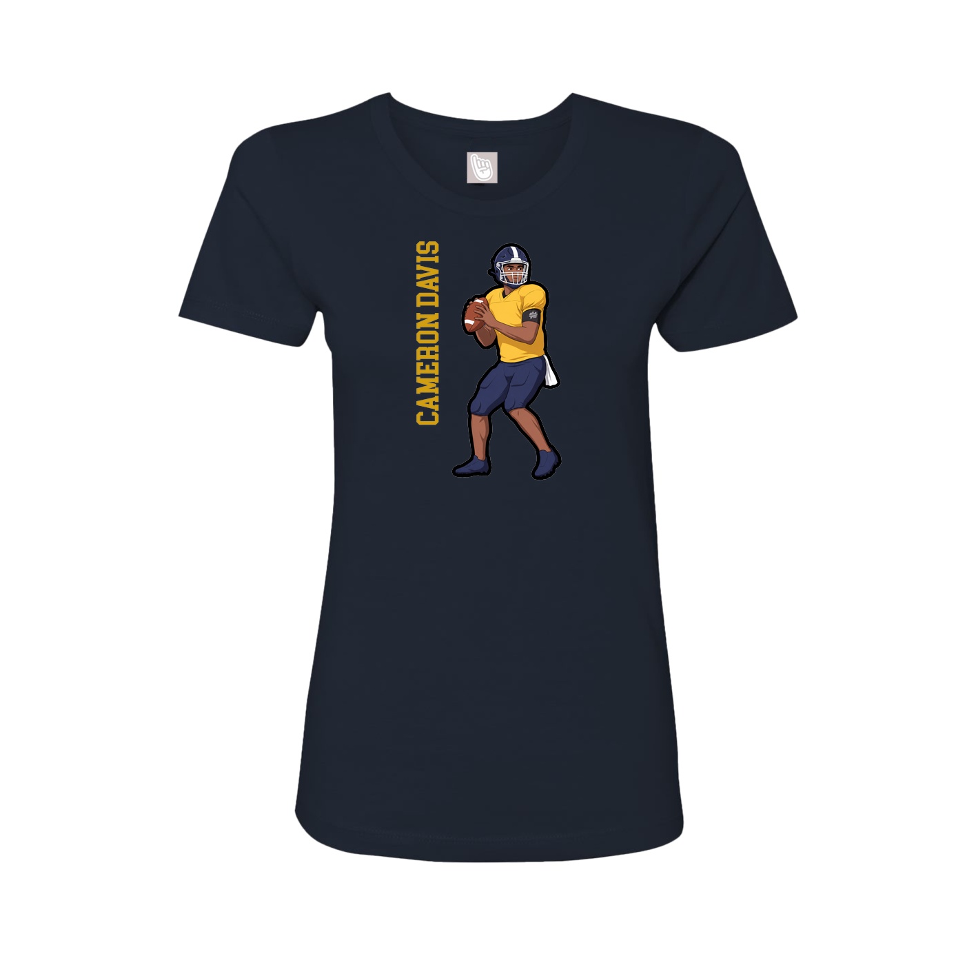 Fitted Women's Tee — Name Vertical in Navy