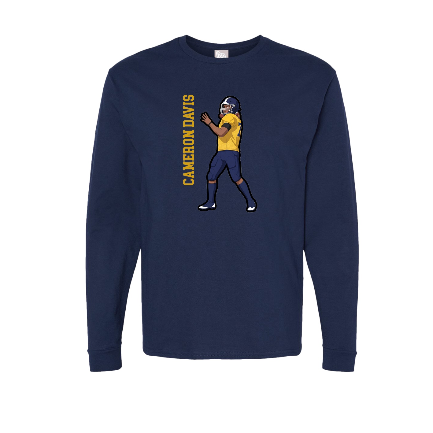 Long Sleeve Tee — Name Vertical in Navy