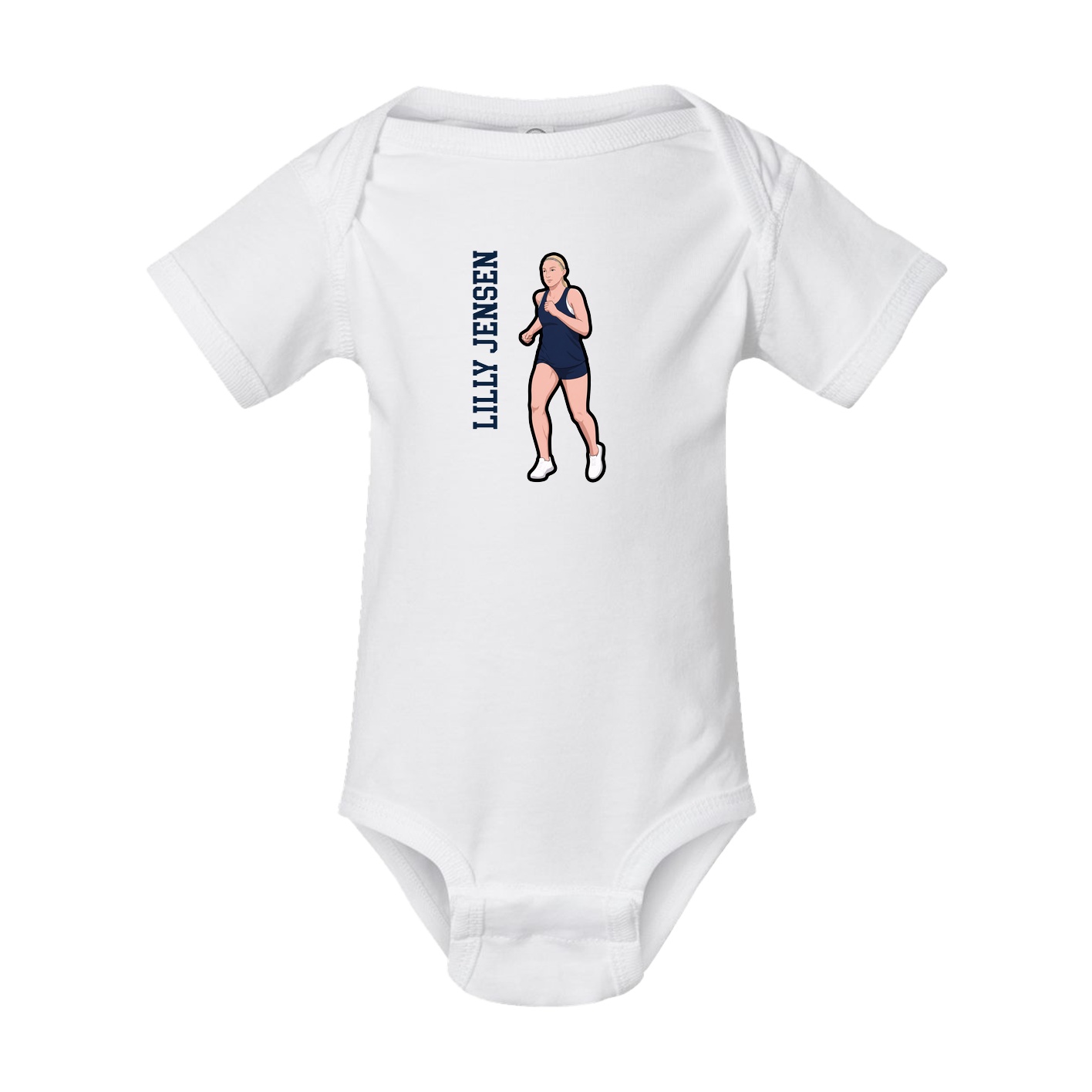 Baby Onesie — Name Vertical in White