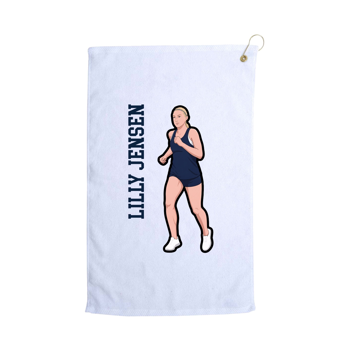 Golf Towel — Name Vertical in White