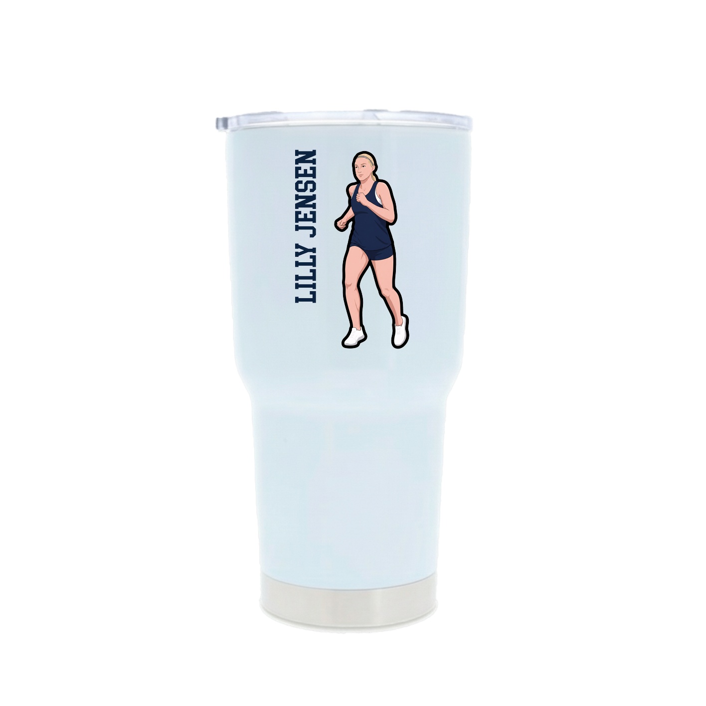 30oz Stainless Steel Tumbler — Name Vertical in White