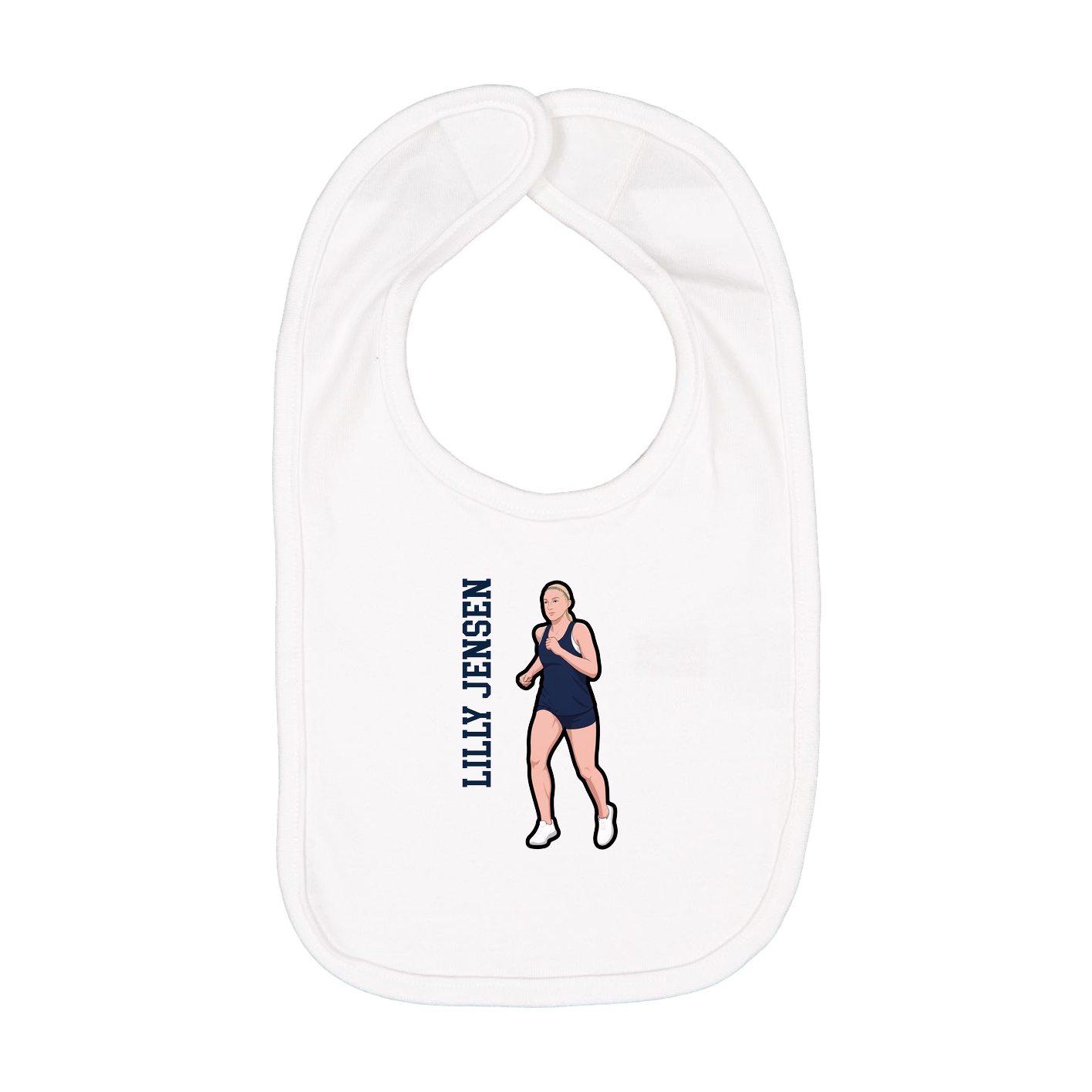 Infant Bib — Name Vertical in White