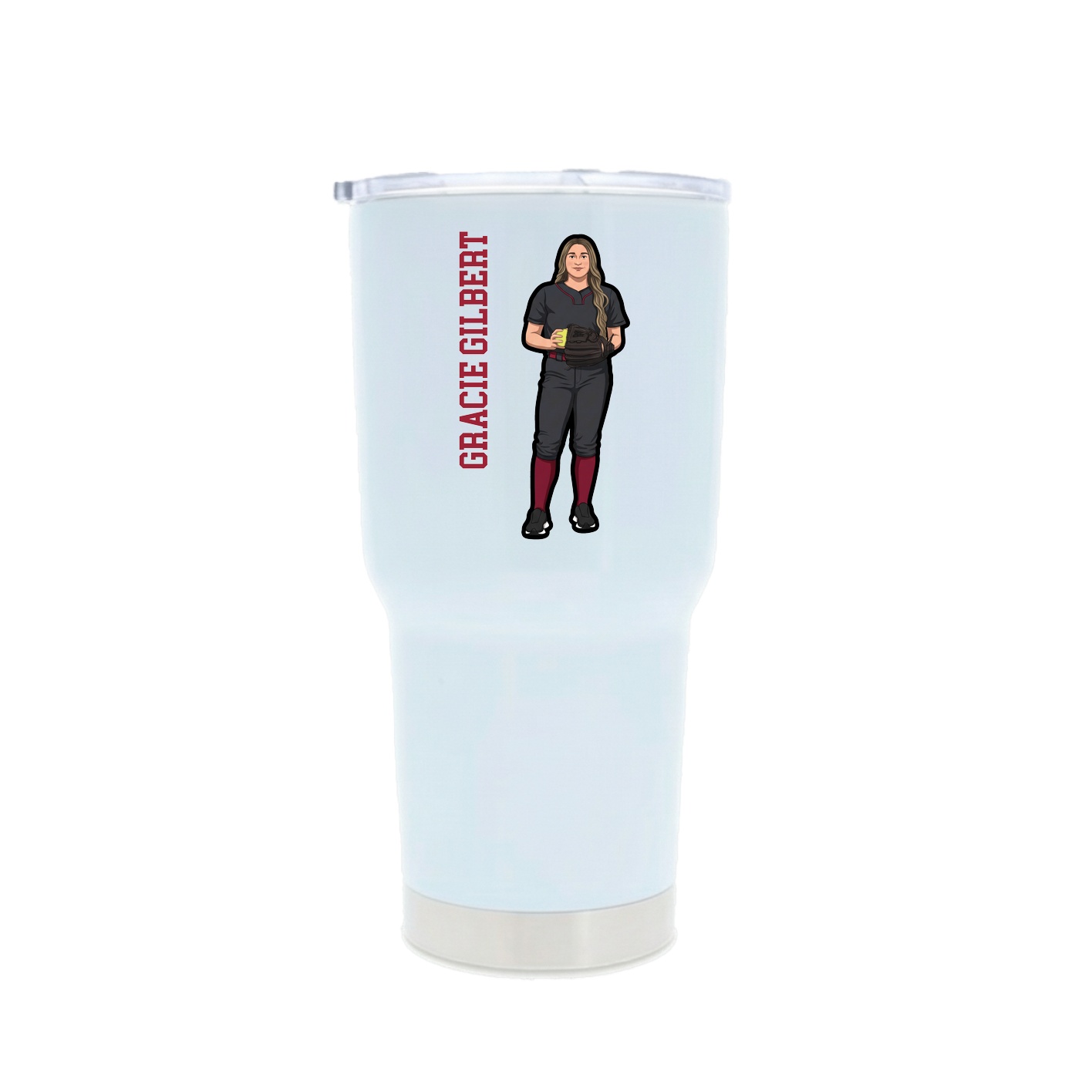 30oz Stainless Steel Tumbler — Name Vertical in White