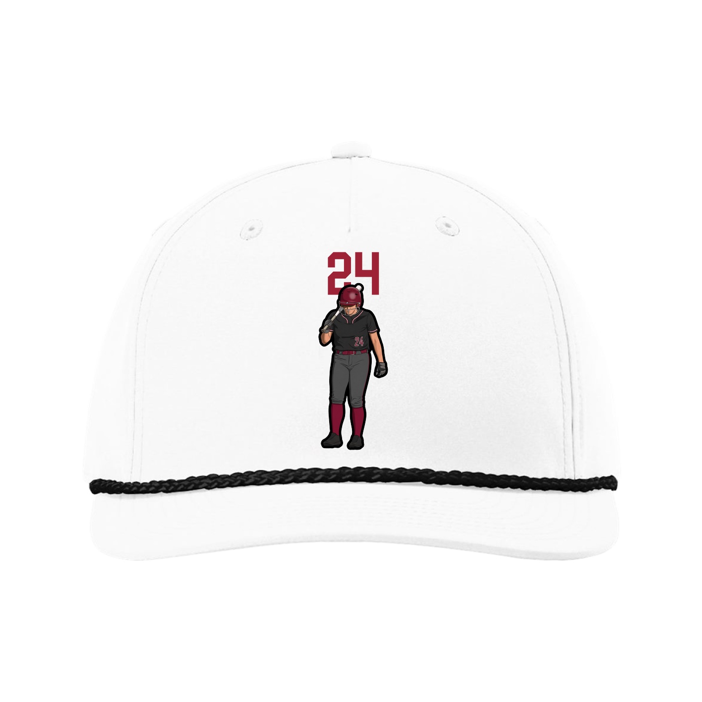Five-Panel Classic Rope Cap — Number Top in White