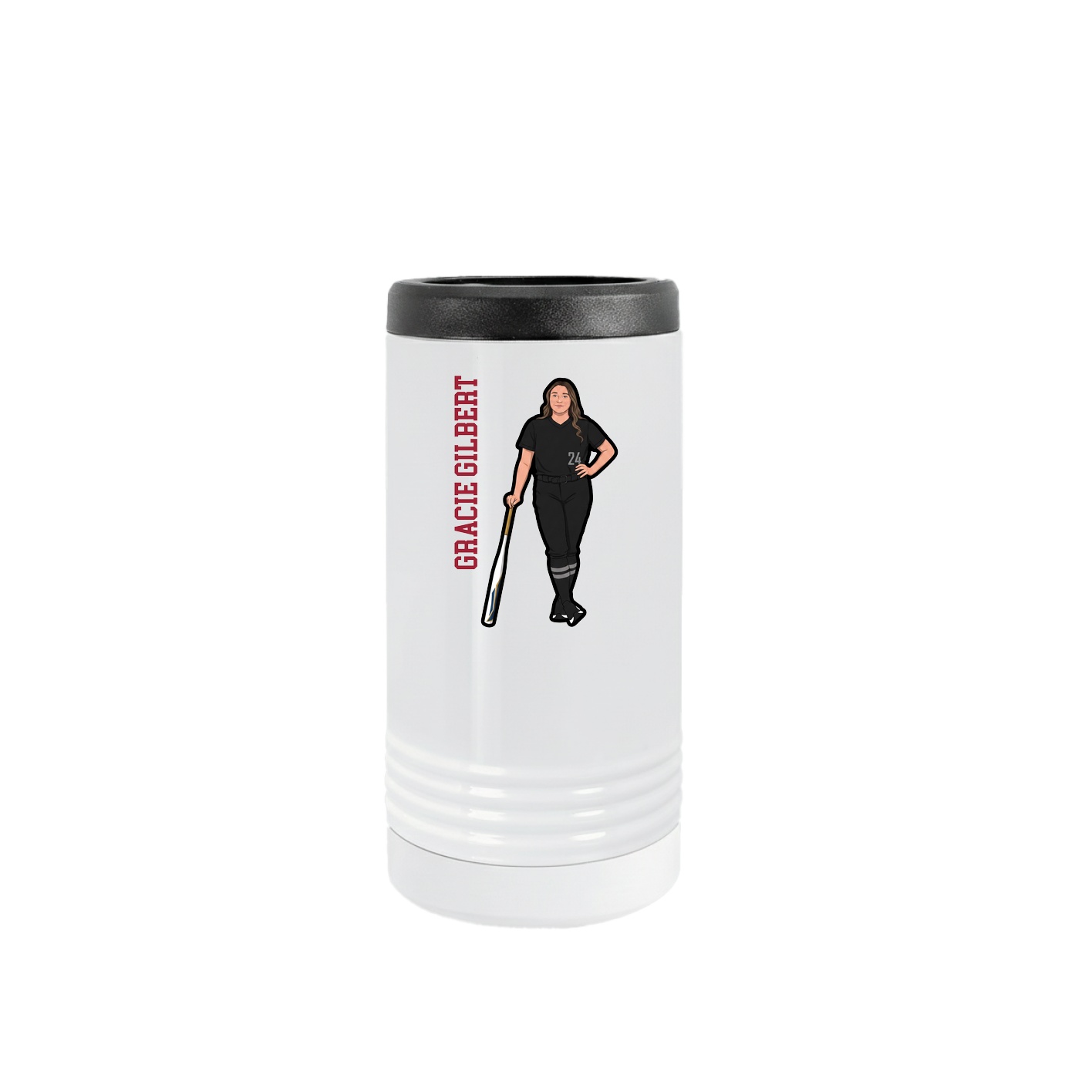 Slim Beverage Holder — Name Vertical in White
