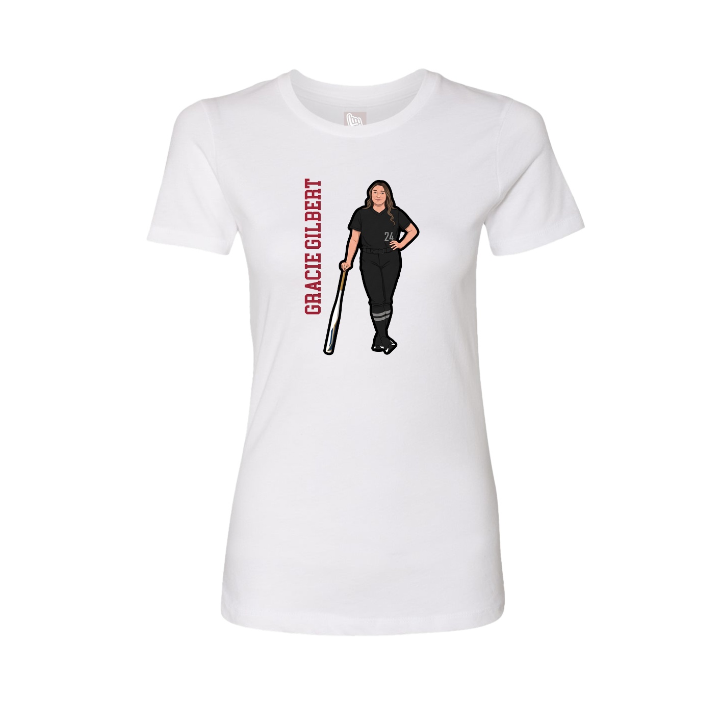 Fitted Women's Tee — Name Vertical in White
