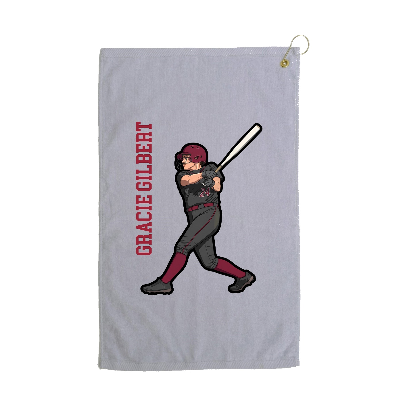 Golf Towel — Name Vertical in Grey