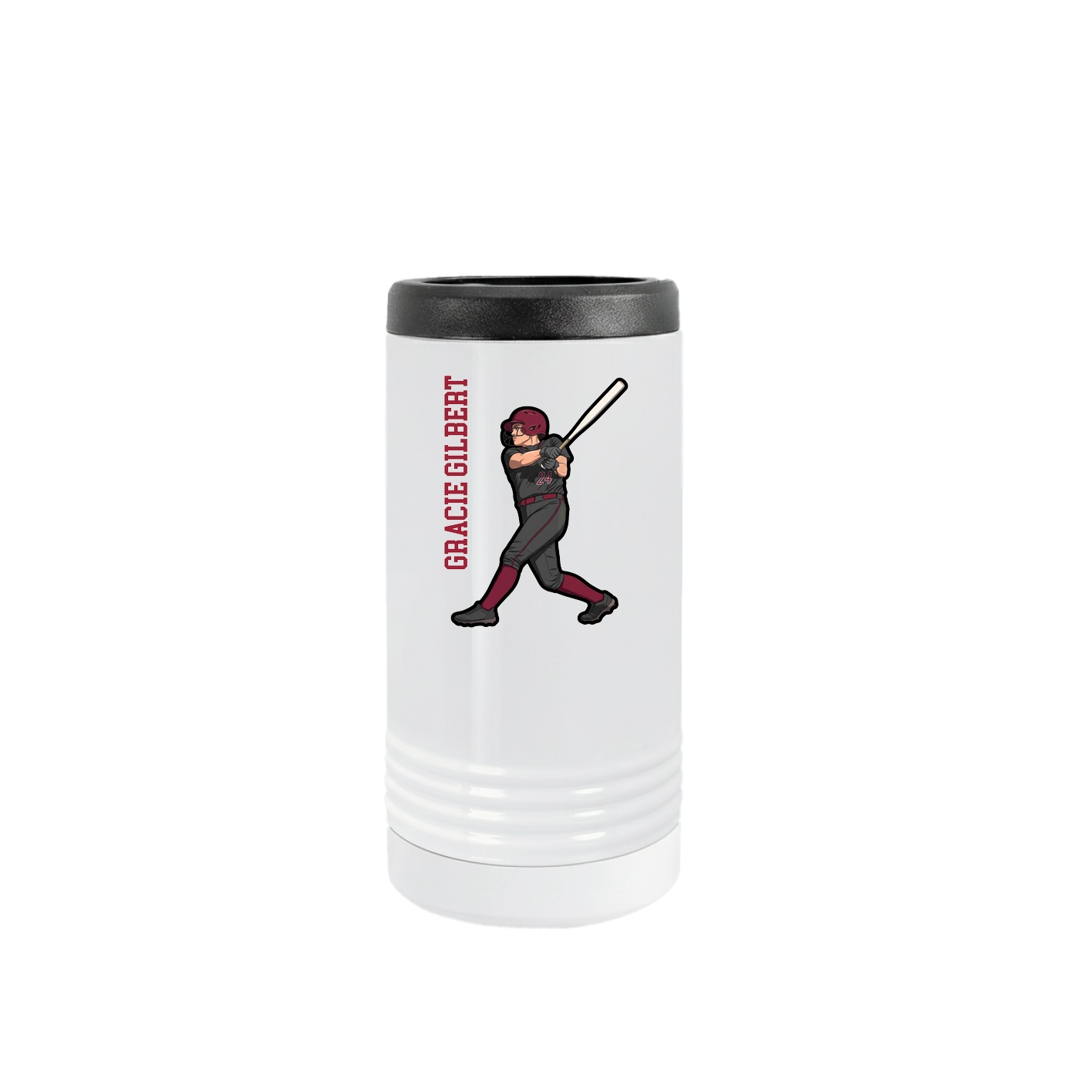 Slim Beverage Holder — Name Vertical in White