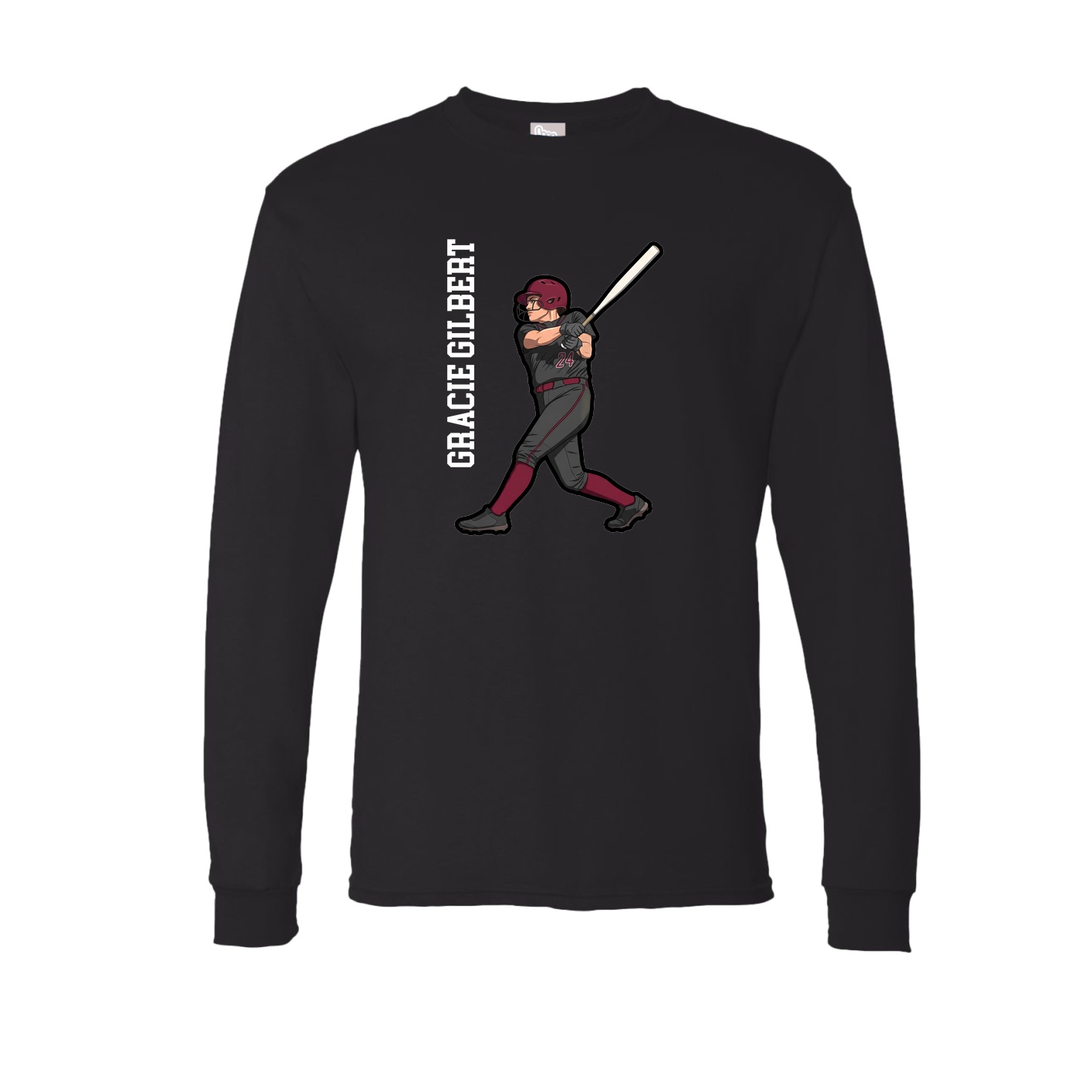 Long Sleeve Tee — Name Vertical in Black