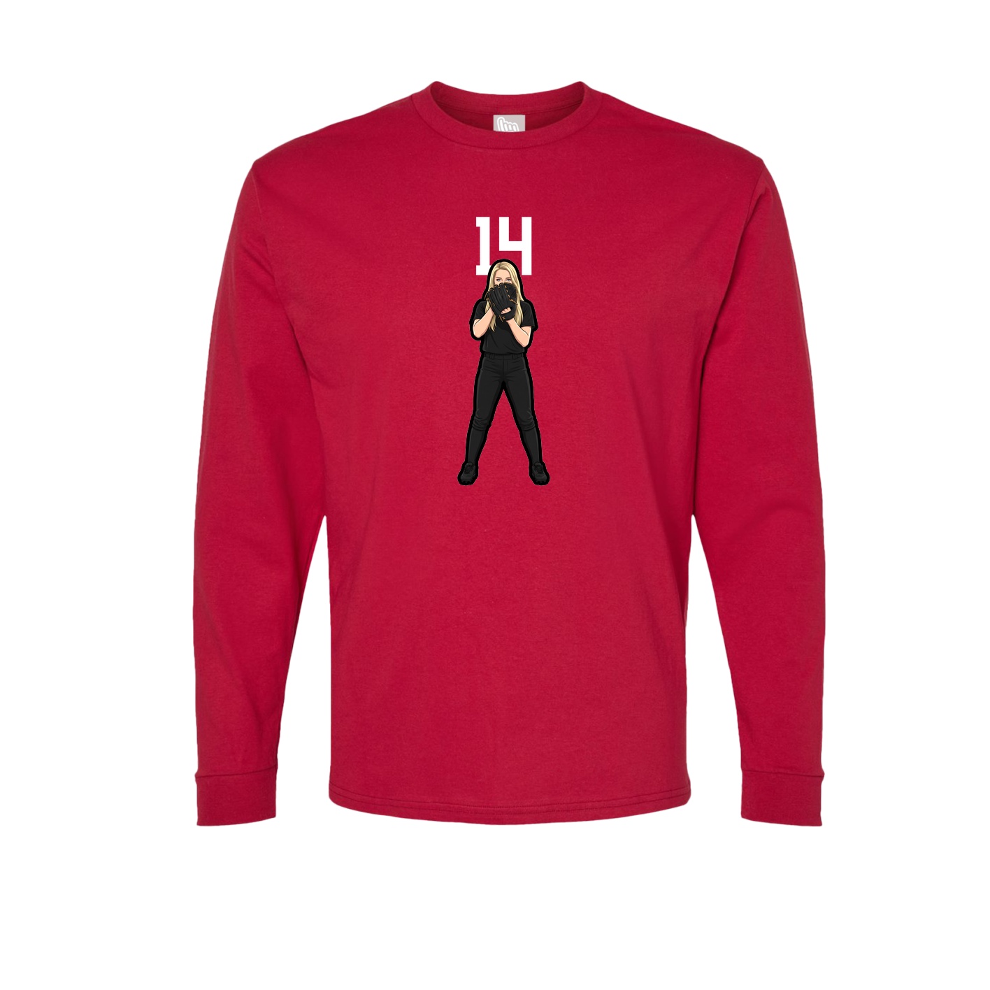 Long Sleeve Tee — Number Top in Crimson