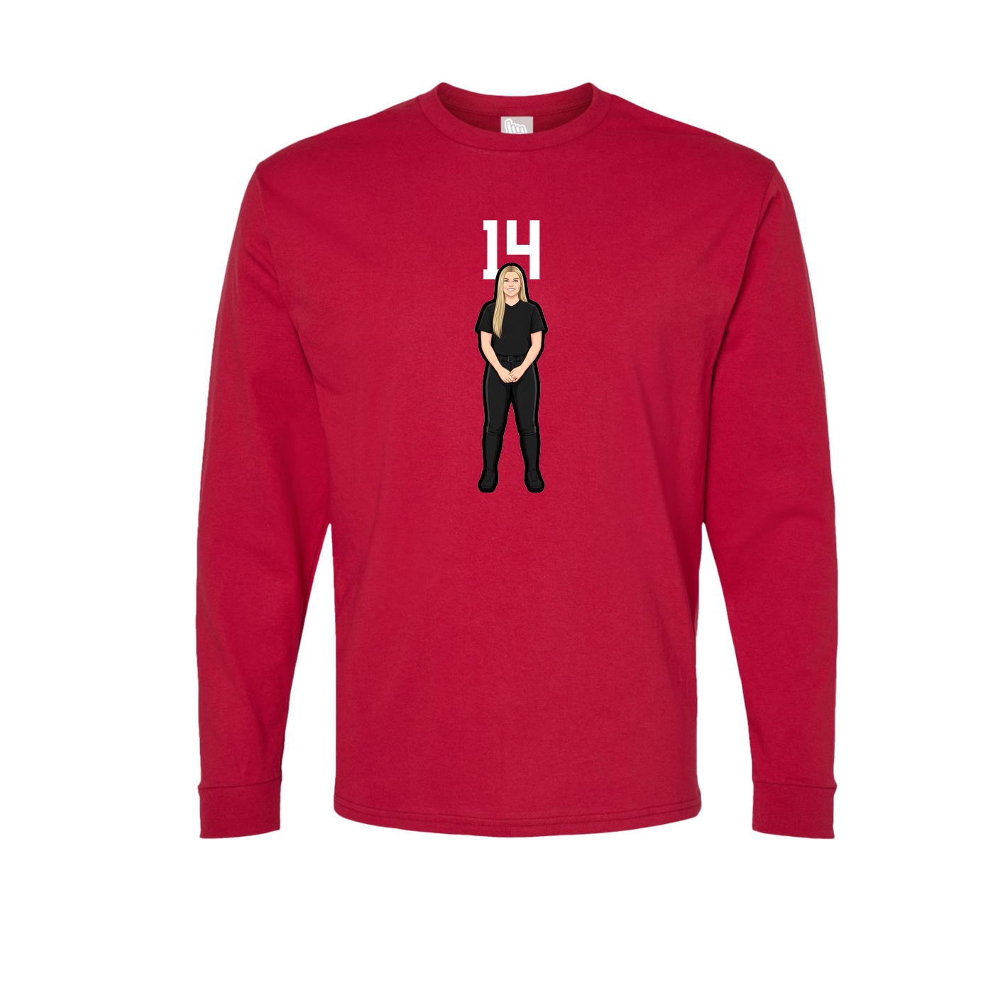 Long Sleeve Tee — Number Top in Crimson