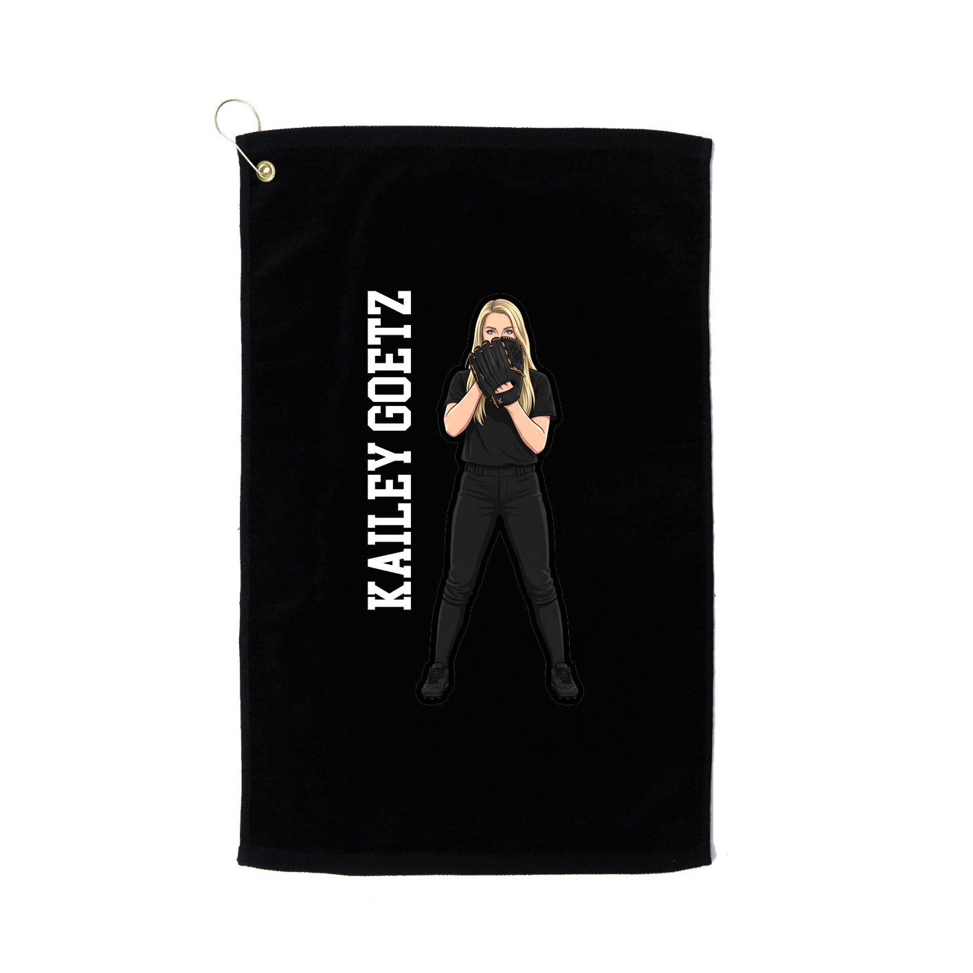 Golf Towel — Name Vertical in Black