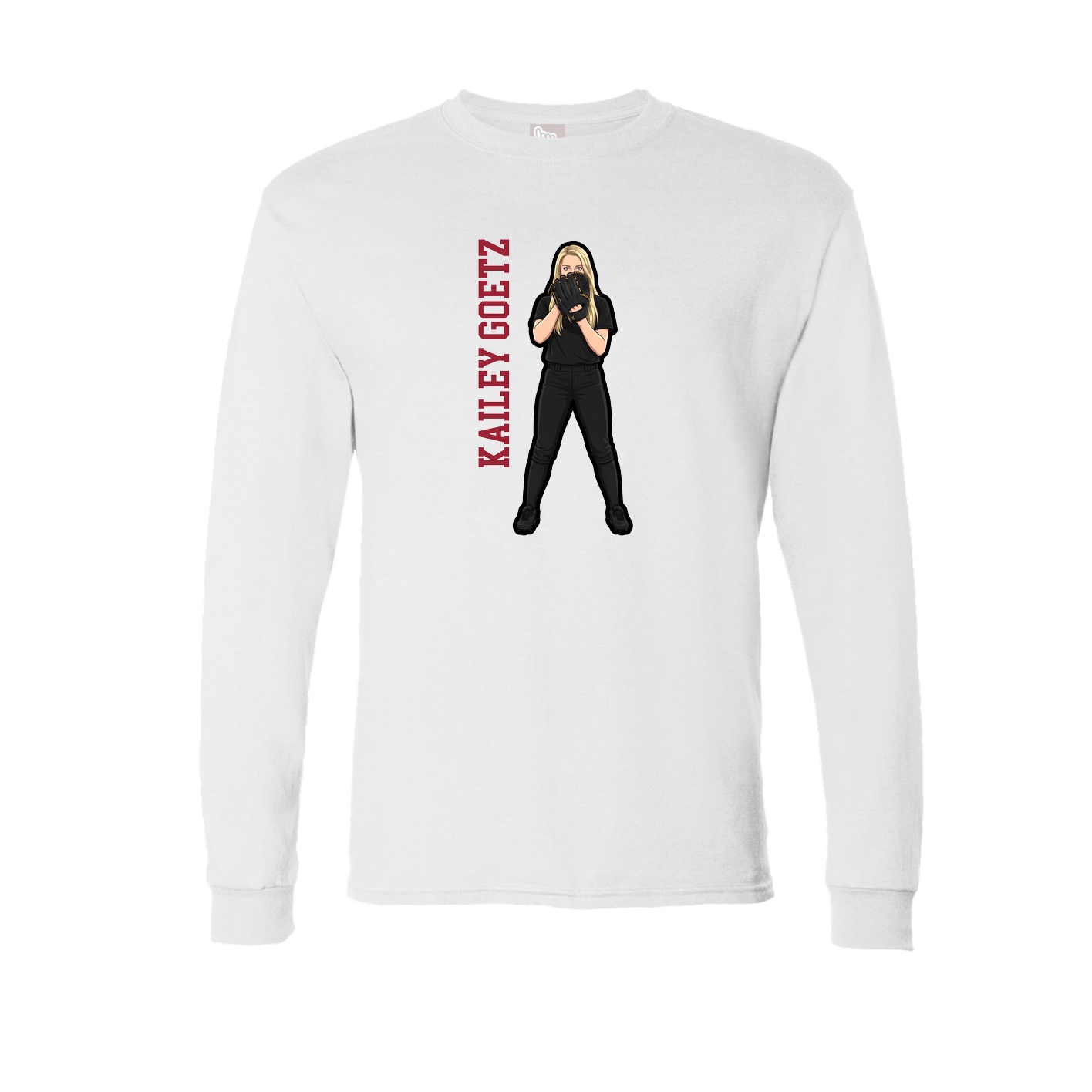 Long Sleeve Tee — Name Vertical in White
