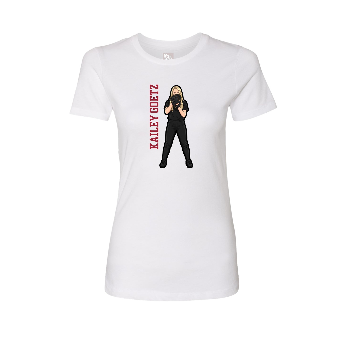 Fitted Women's Tee — Name Vertical in White