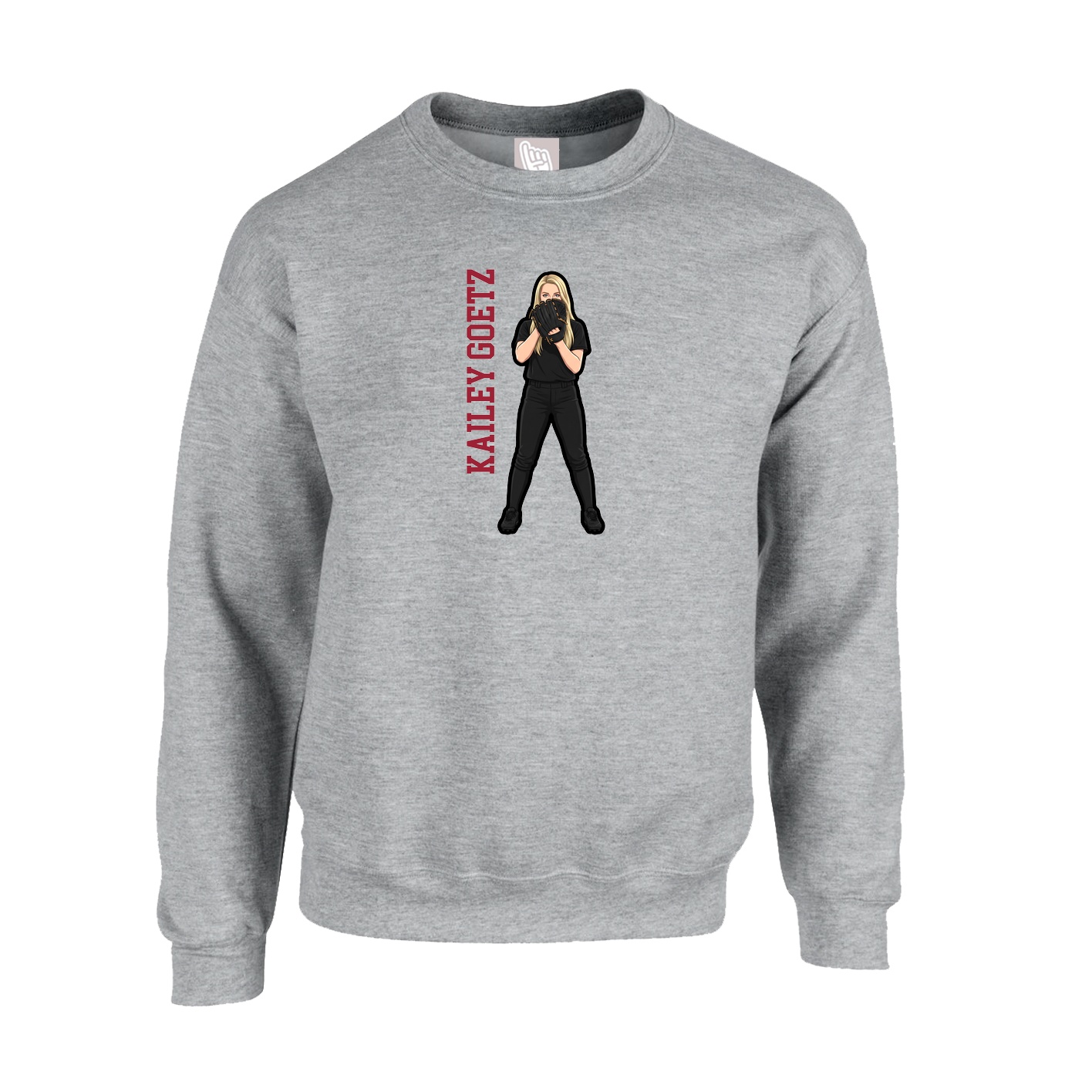 Fleece Crew — Name Vertical in Grey