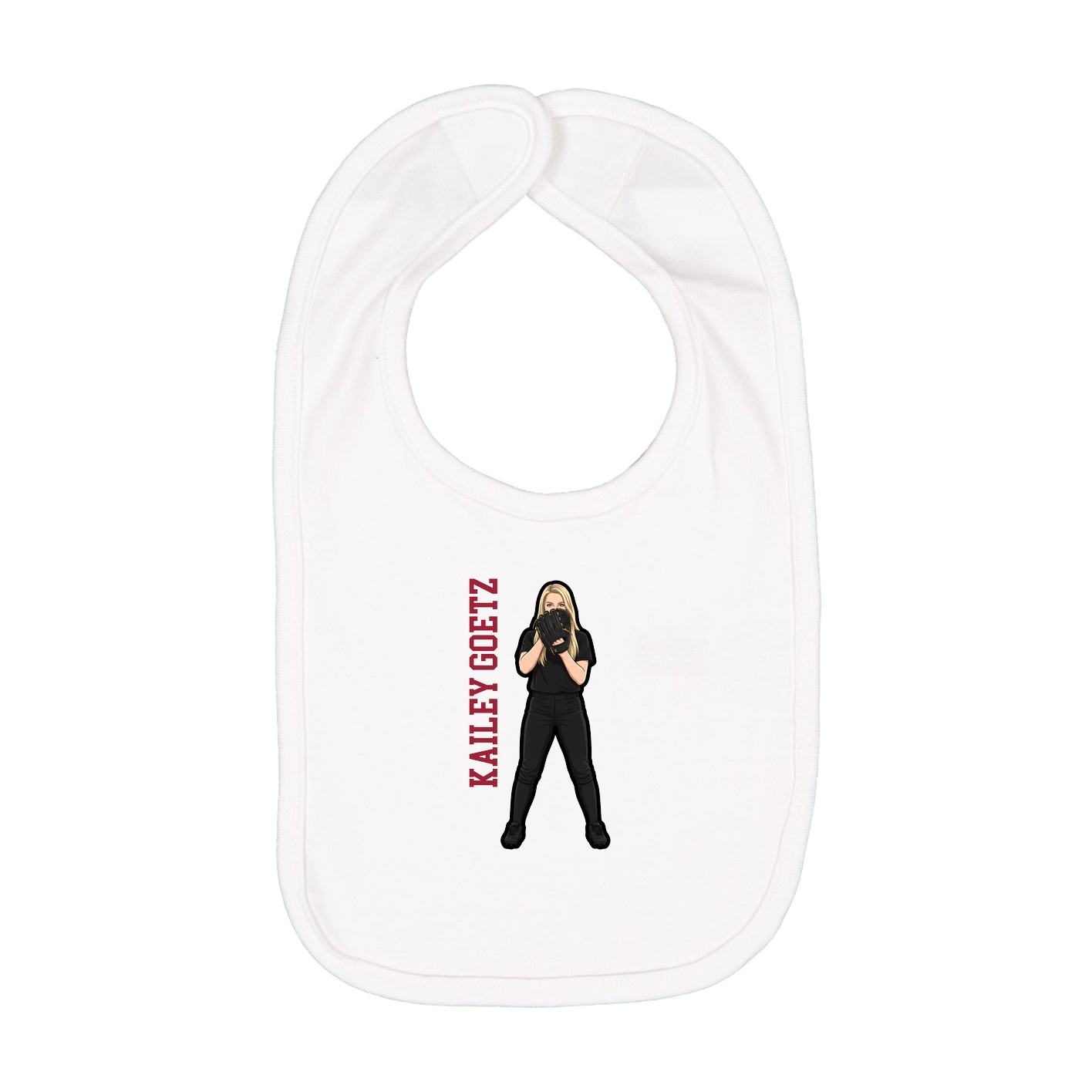 Infant Bib — Name Vertical in White
