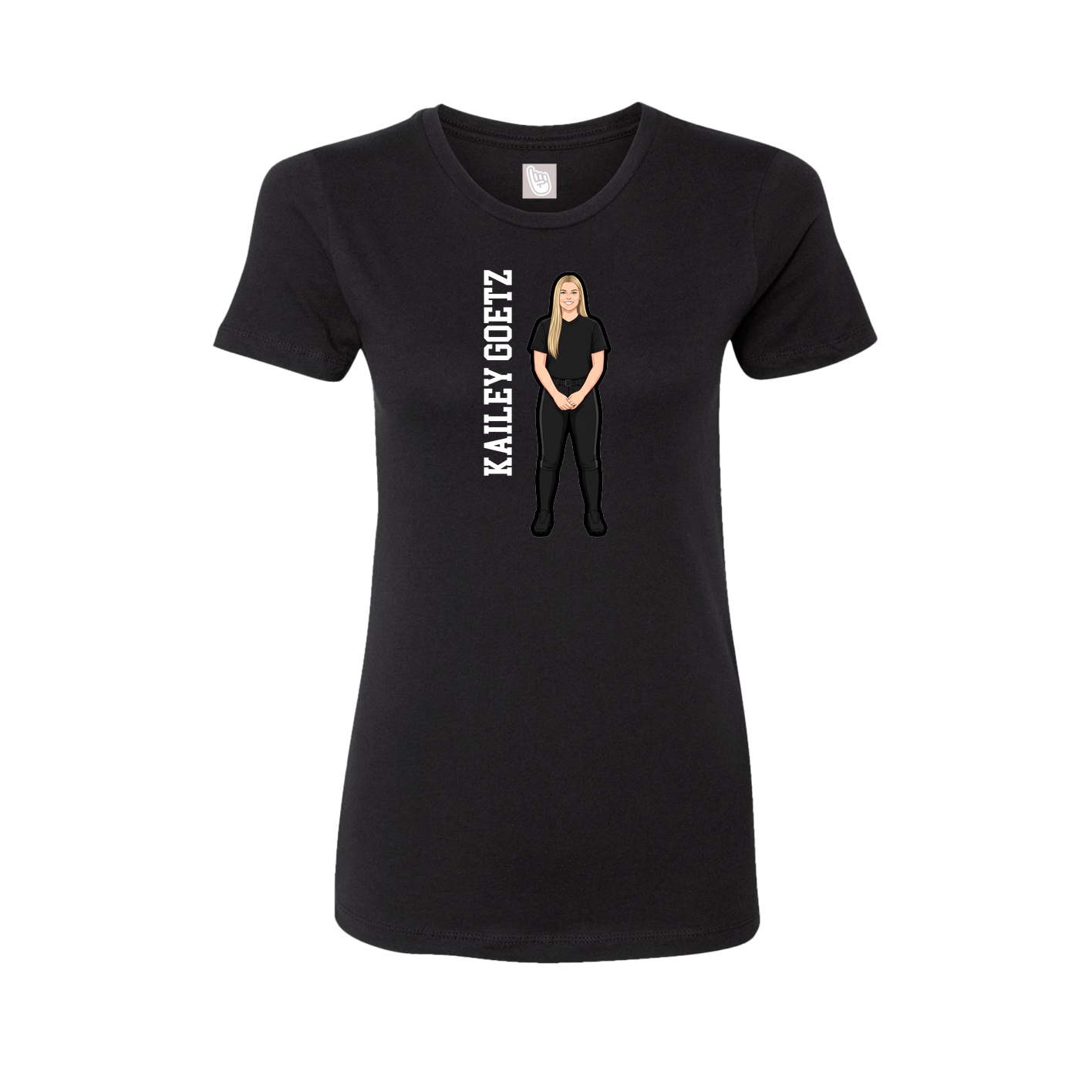 Fitted Women's Tee — Name Vertical in Black