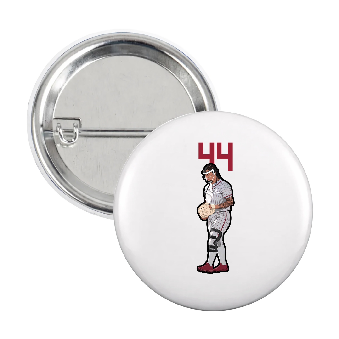 Game Day Button — Number Top in White