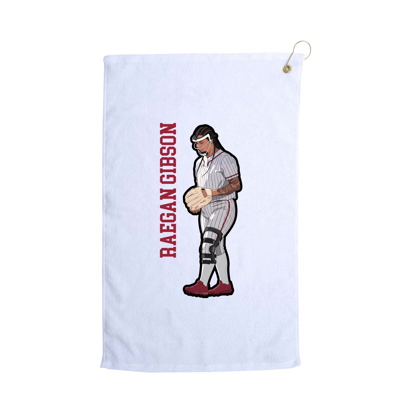 Golf Towel — Name Vertical in White
