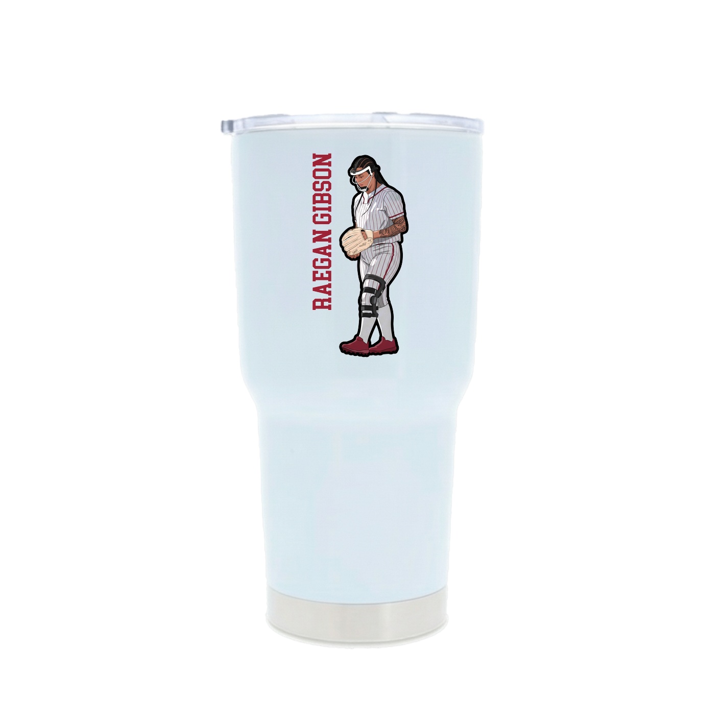 30oz Stainless Steel Tumbler — Name Vertical in White