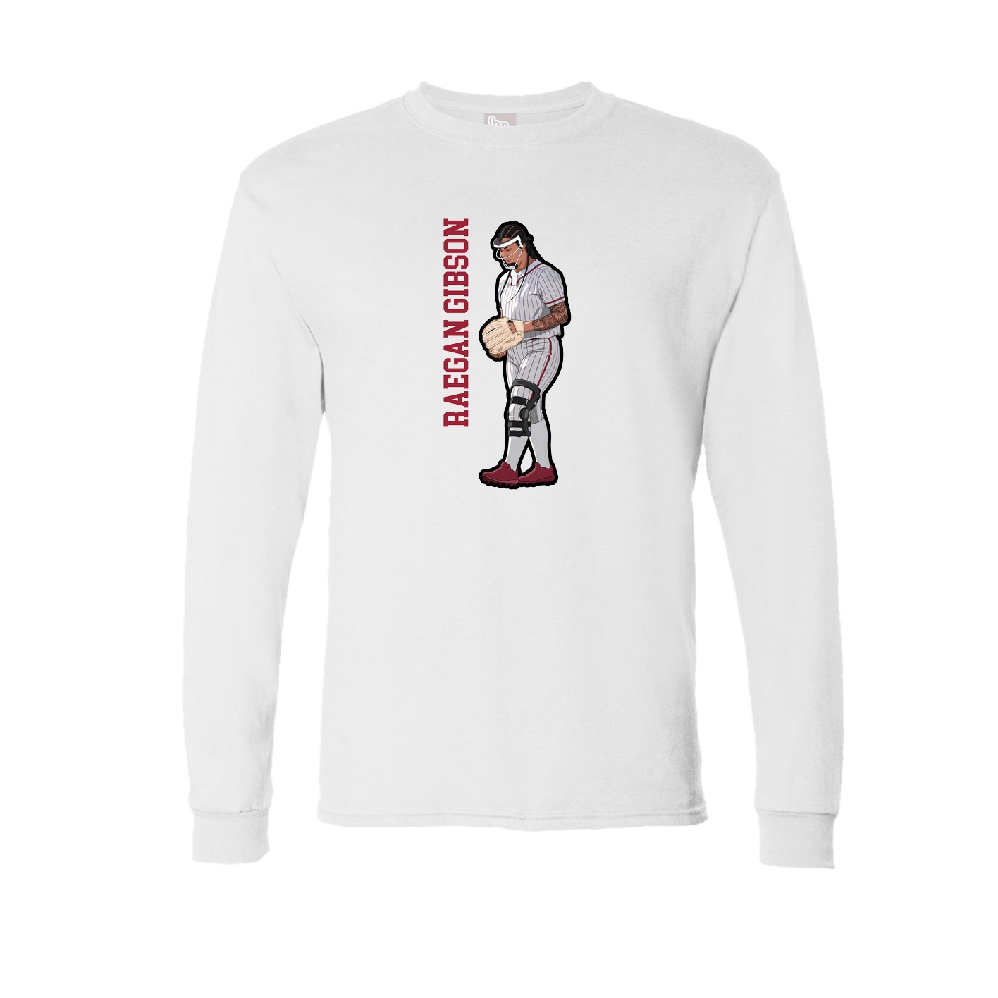 Long Sleeve Tee — Name Vertical in White