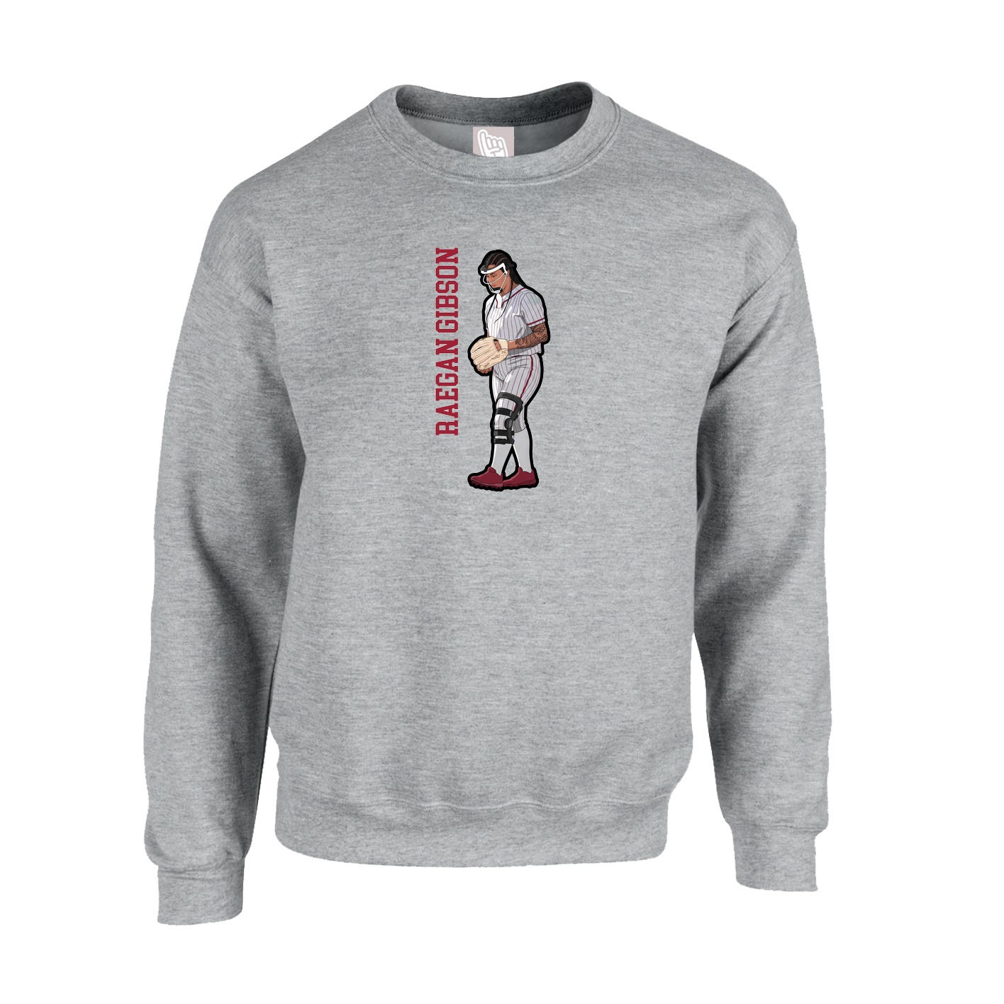 Fleece Crew — Name Vertical in Grey