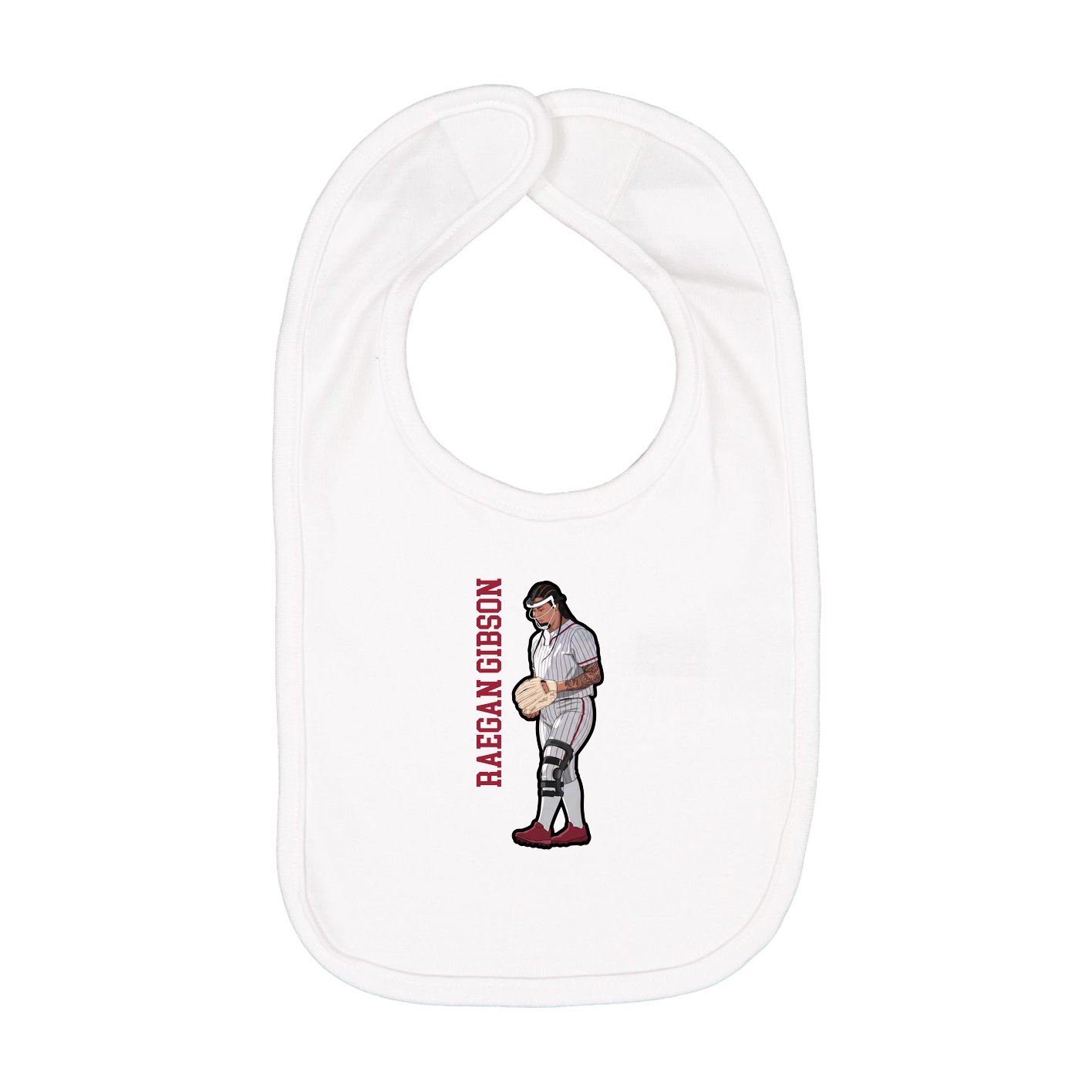 Infant Bib — Name Vertical in White