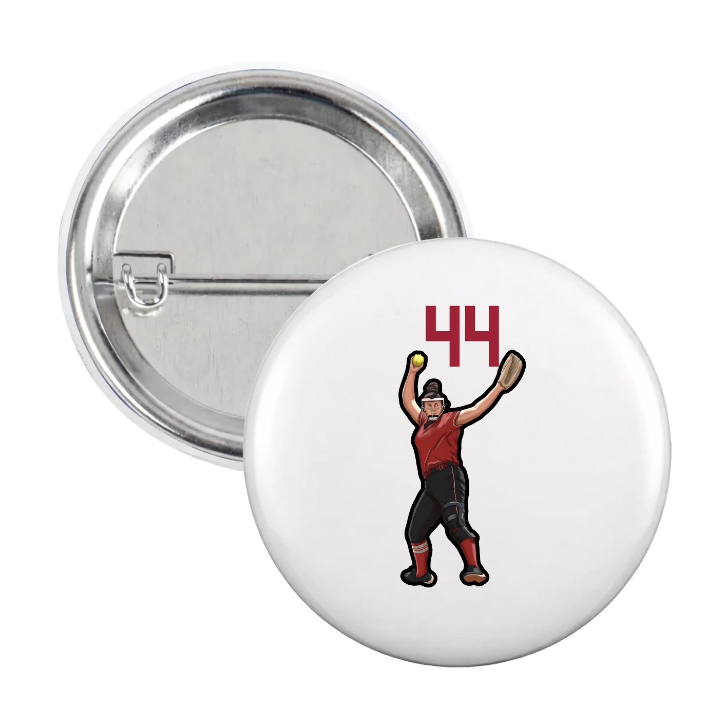 Game Day Button — Number Top in White