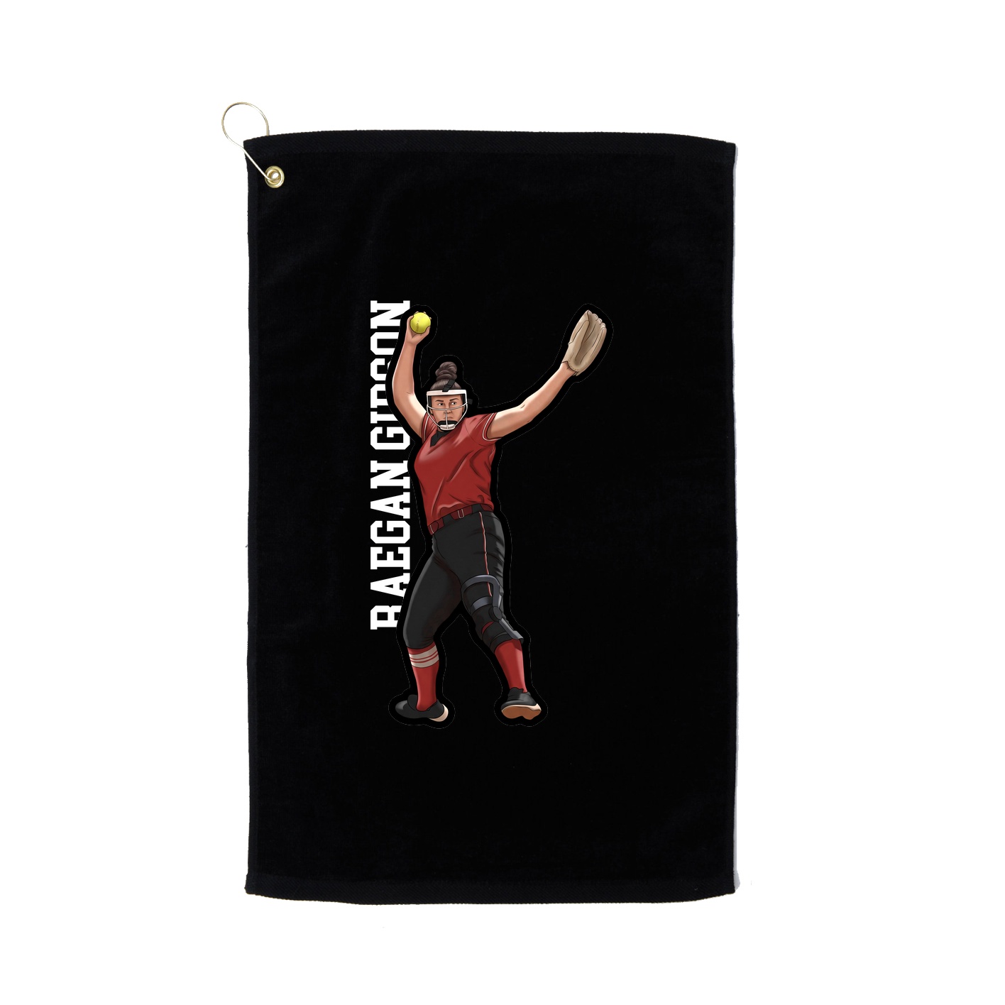 Golf Towel — Name Vertical in Black