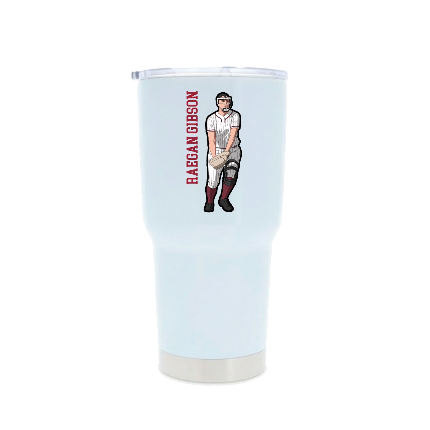 30oz Stainless Steel Tumbler — Name Vertical in White