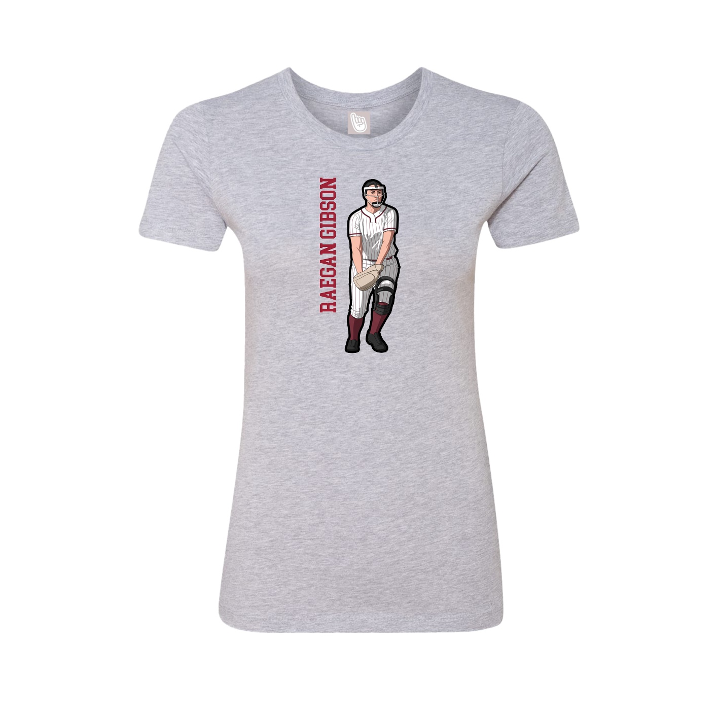 Fitted Women's Tee — Name Vertical in Grey