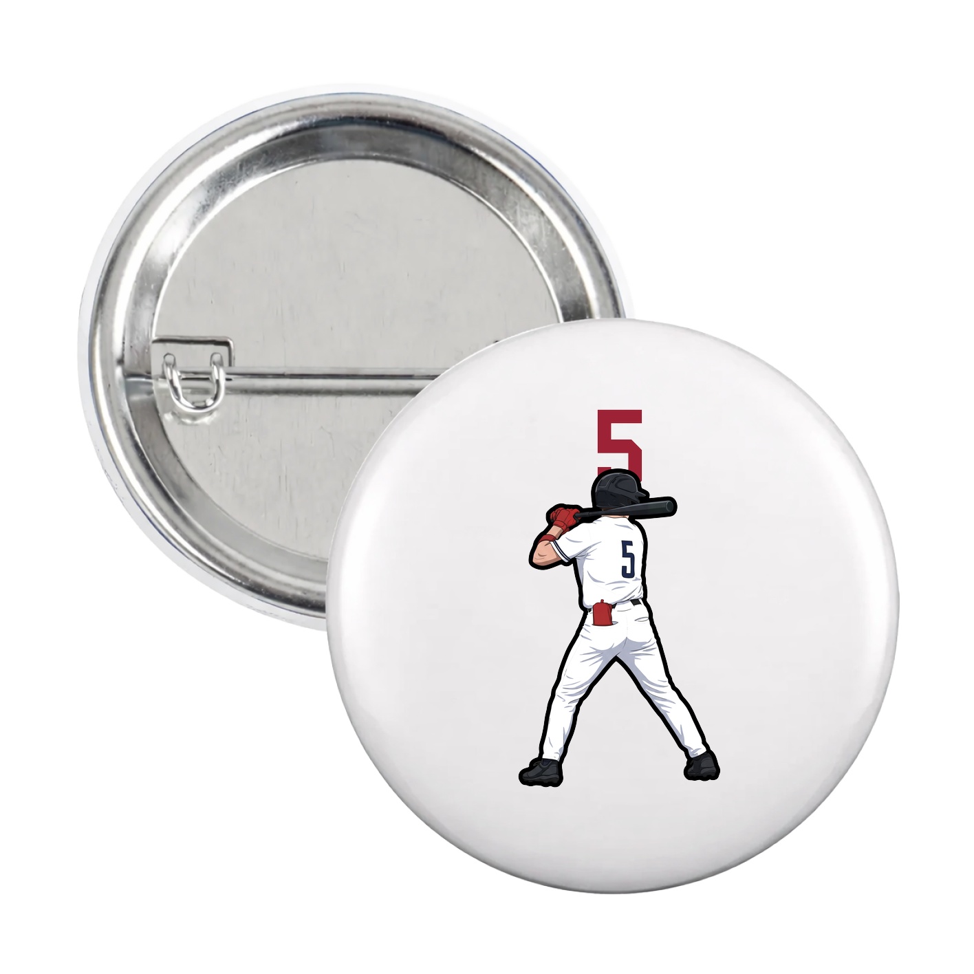 Game Day Button — Number Top in White