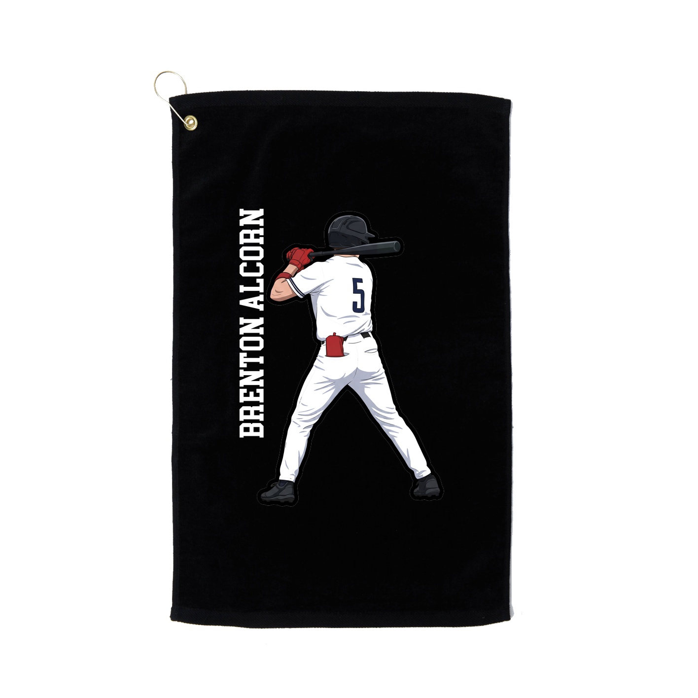 Golf Towel — Name Vertical in Black