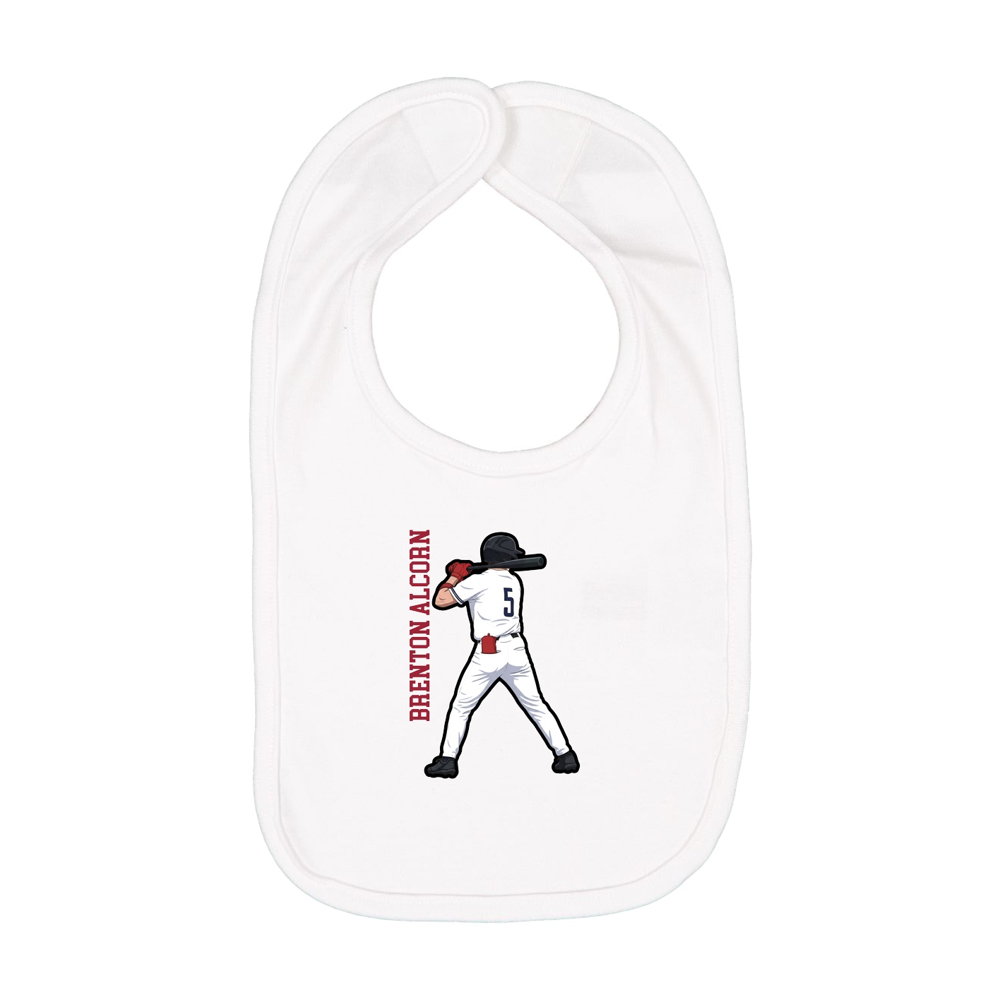Infant Bib — Name Vertical in White