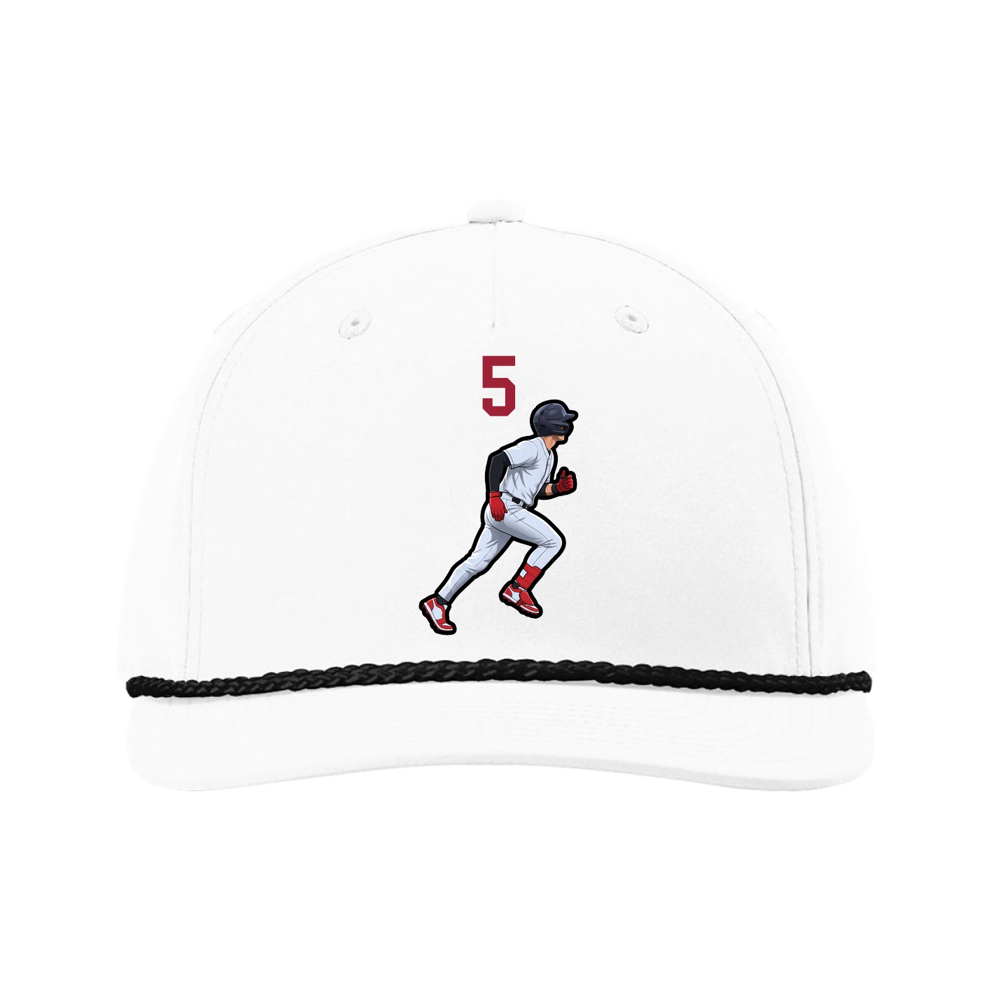Five-Panel Classic Rope Cap — Number Top in White