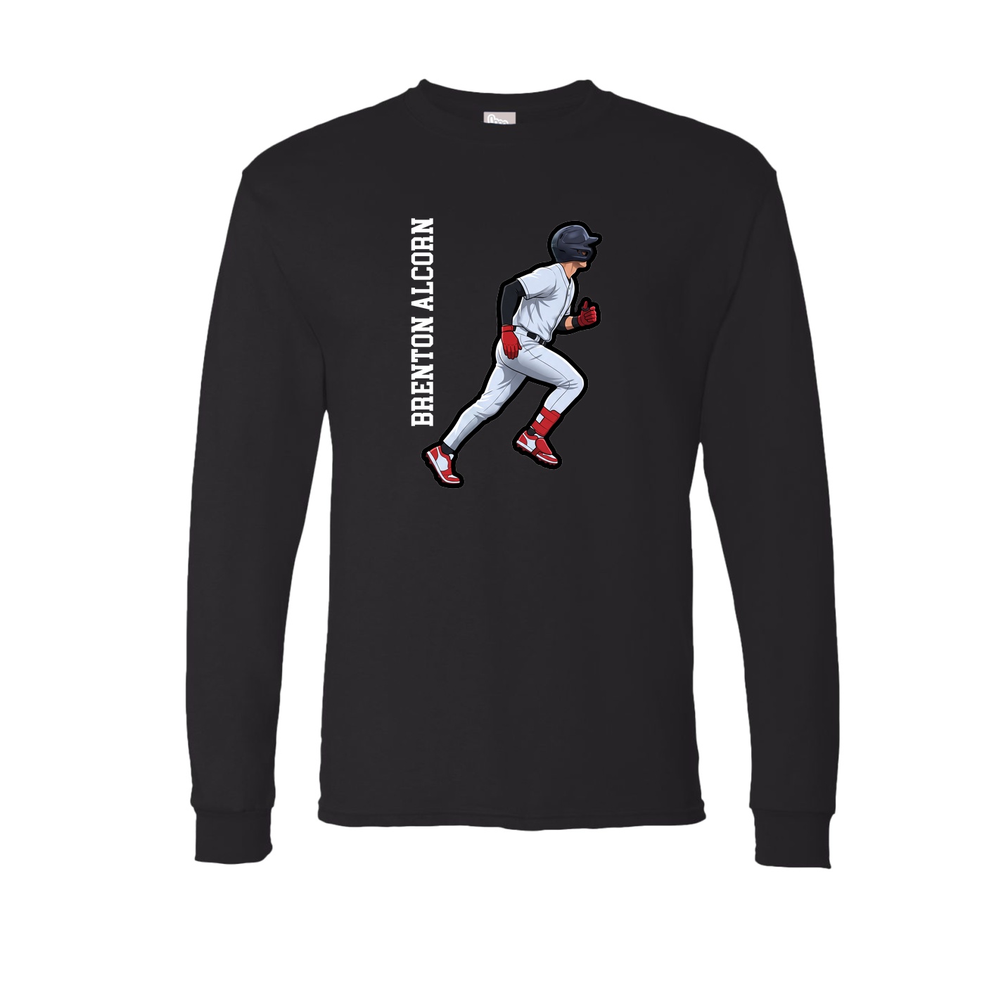 Long Sleeve Tee — Name Vertical in Black
