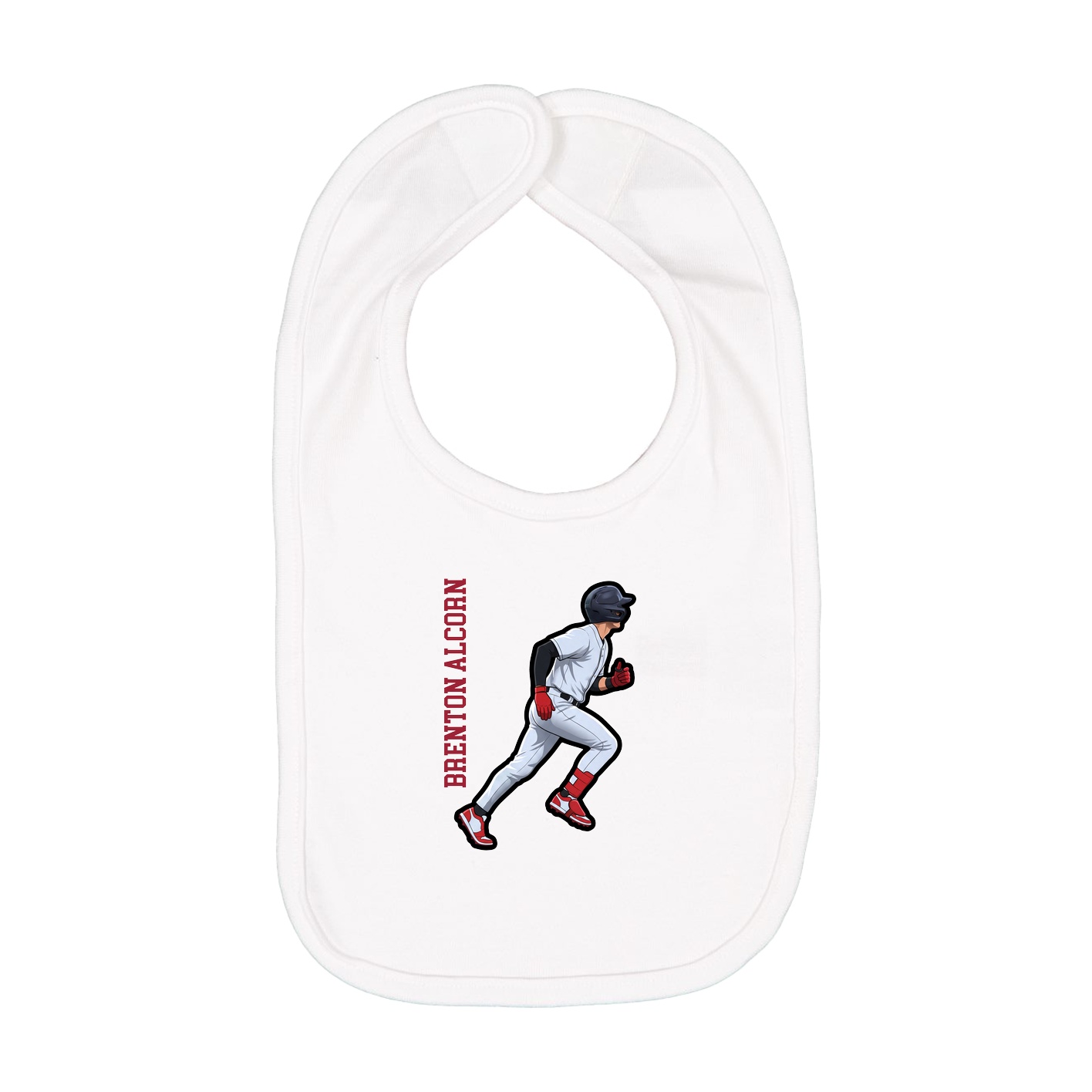Infant Bib — Name Vertical in White