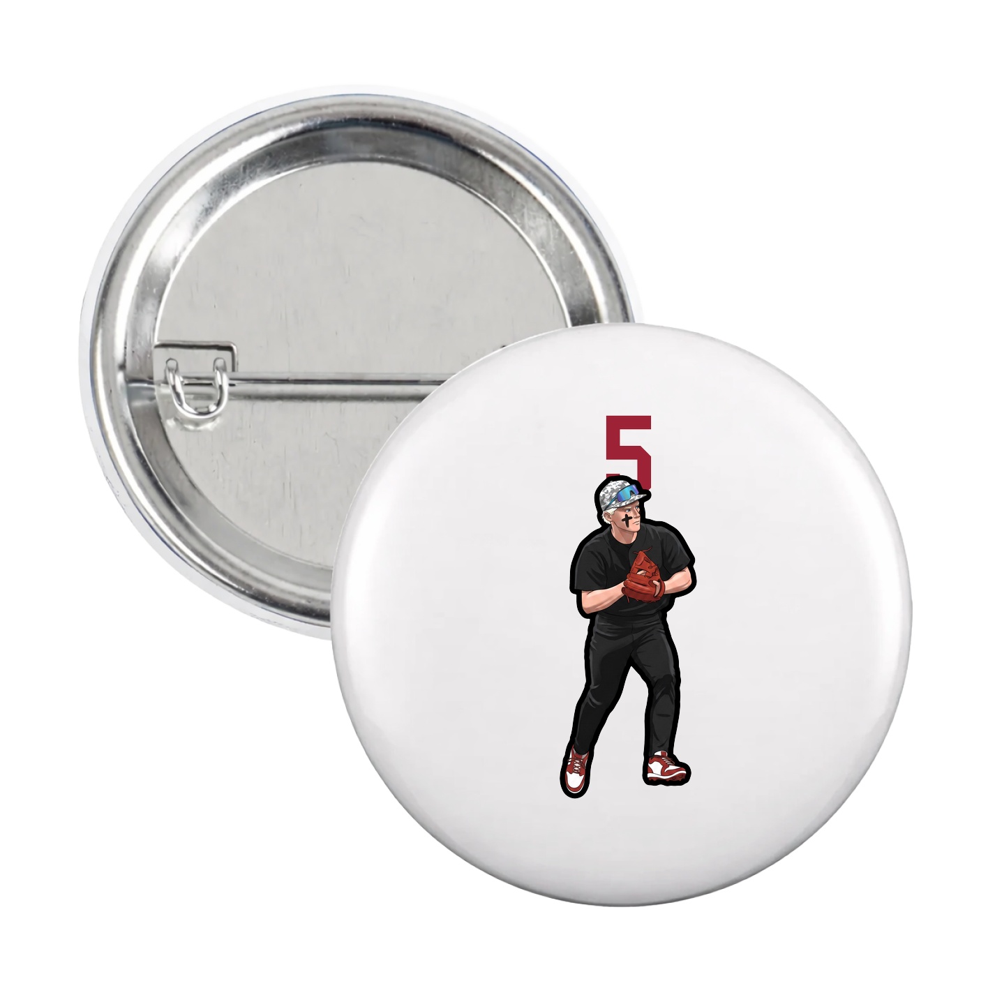 Game Day Button — Number Top in White