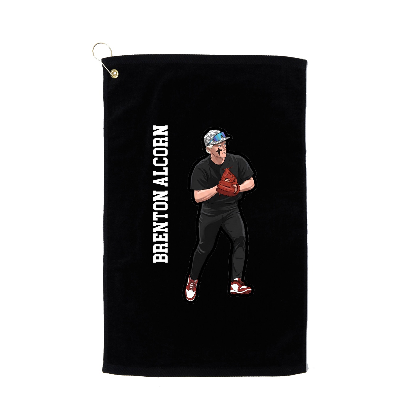 Golf Towel — Name Vertical in Black