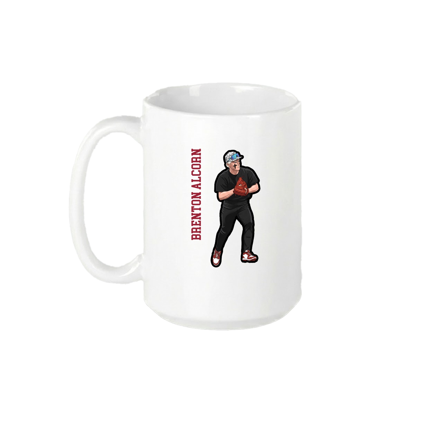 15oz Coffee Mug — Name Vertical in White