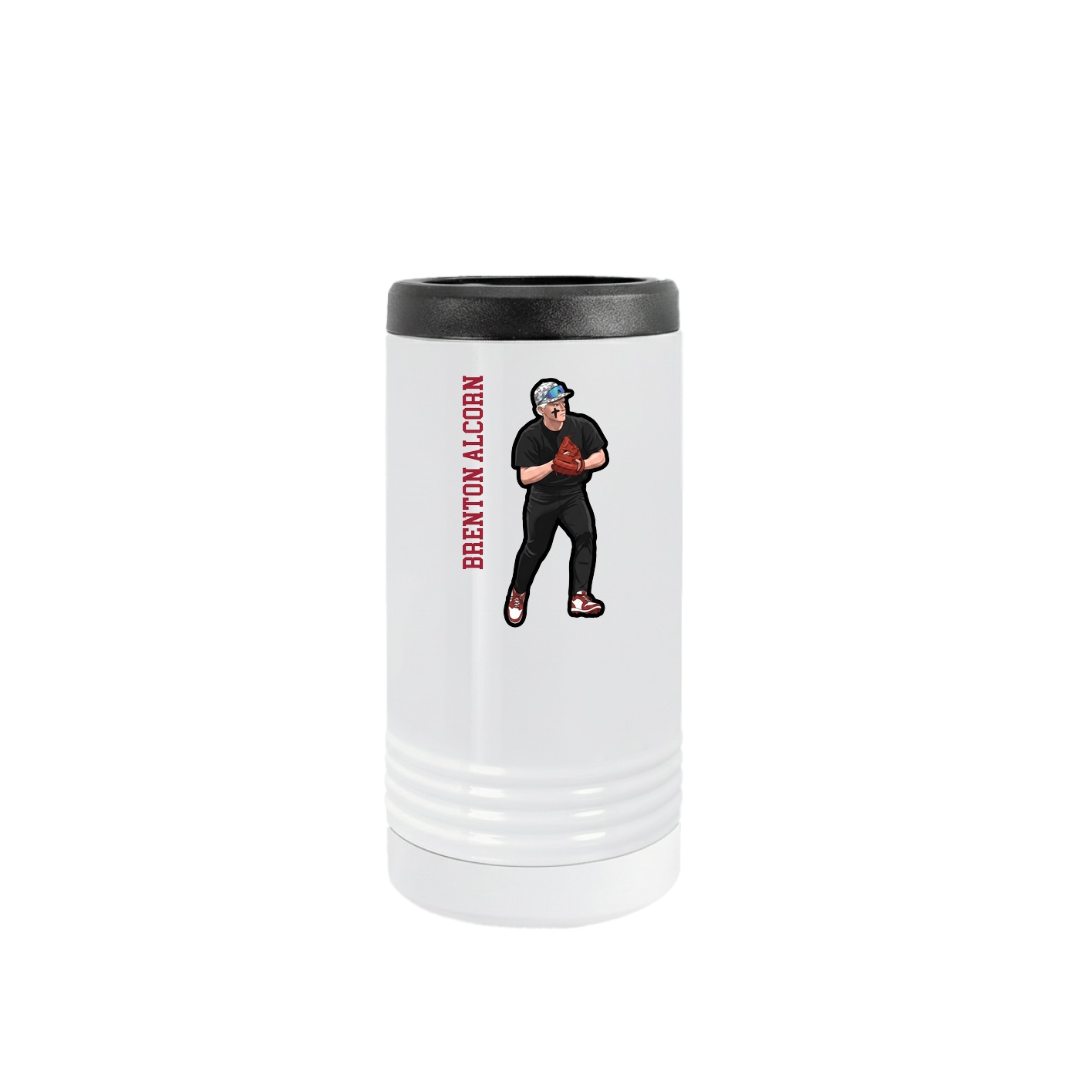 Slim Beverage Holder — Name Vertical in White