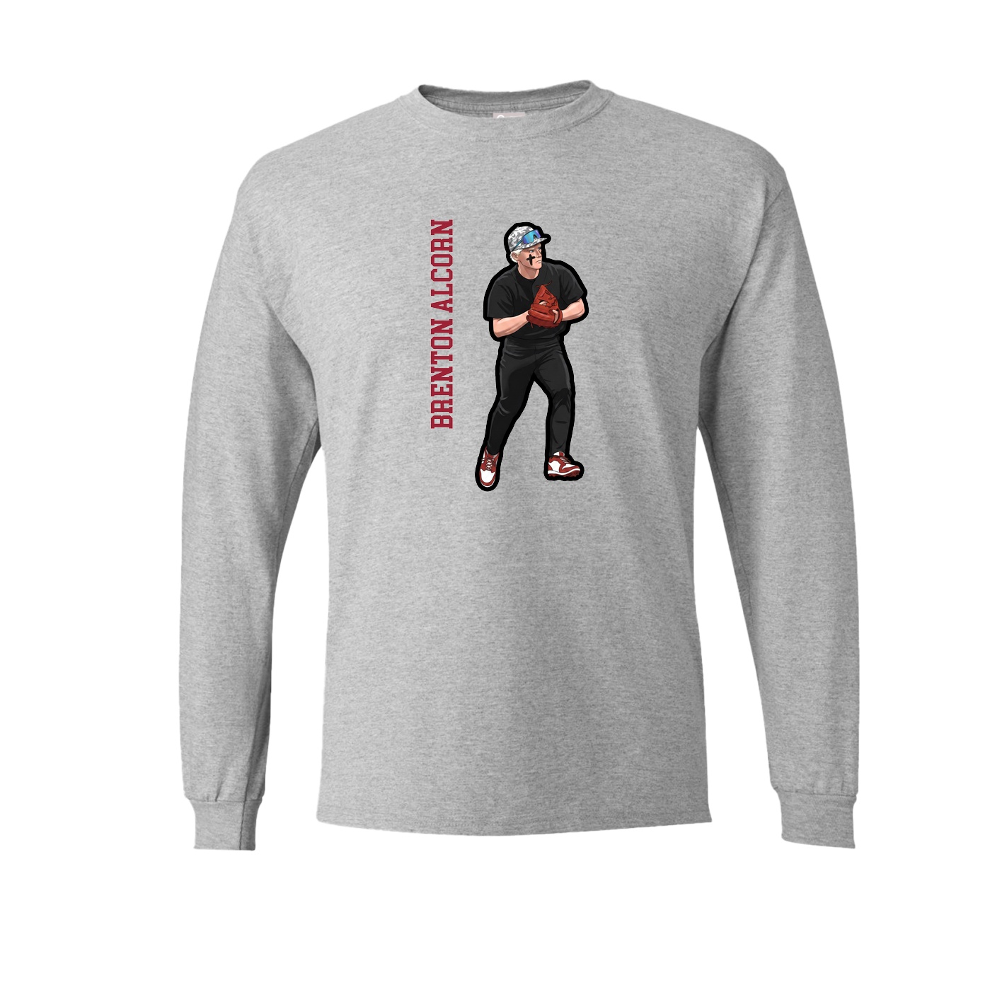 Long Sleeve Tee — Name Vertical in Grey