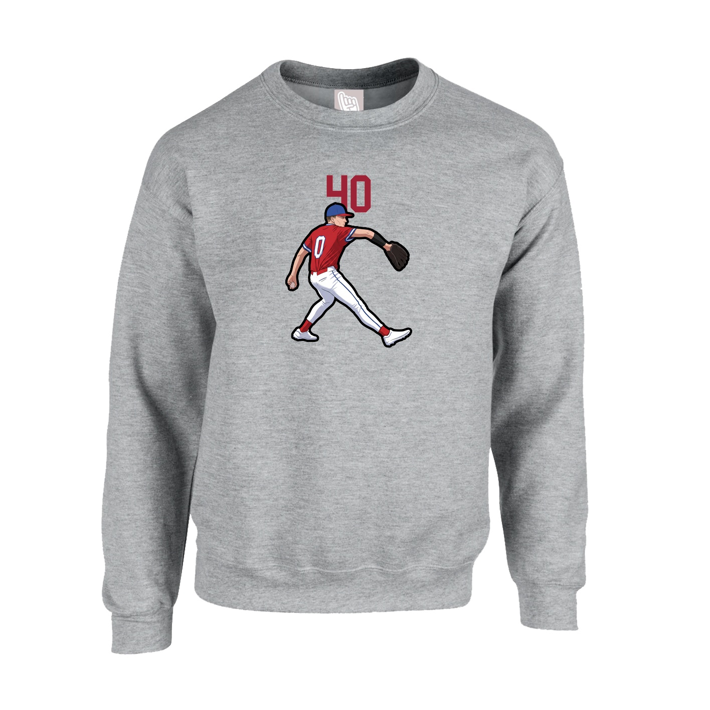 Fleece Crew — Number Top in Grey