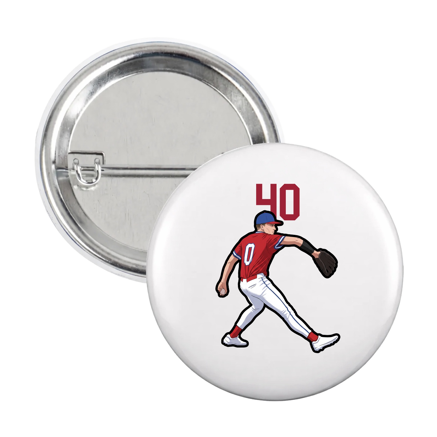 Game Day Button — Number Top in White