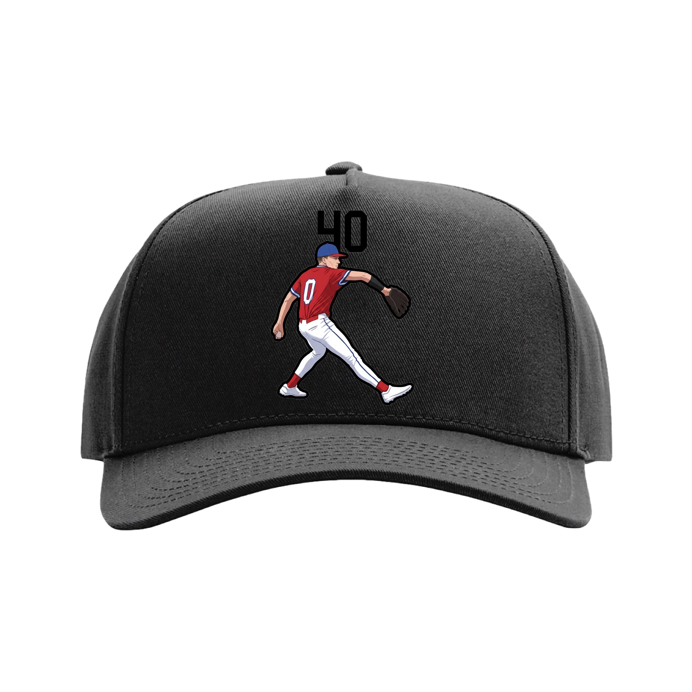 Full Fabric Five-Panel Champ Cap — Number Top in Black